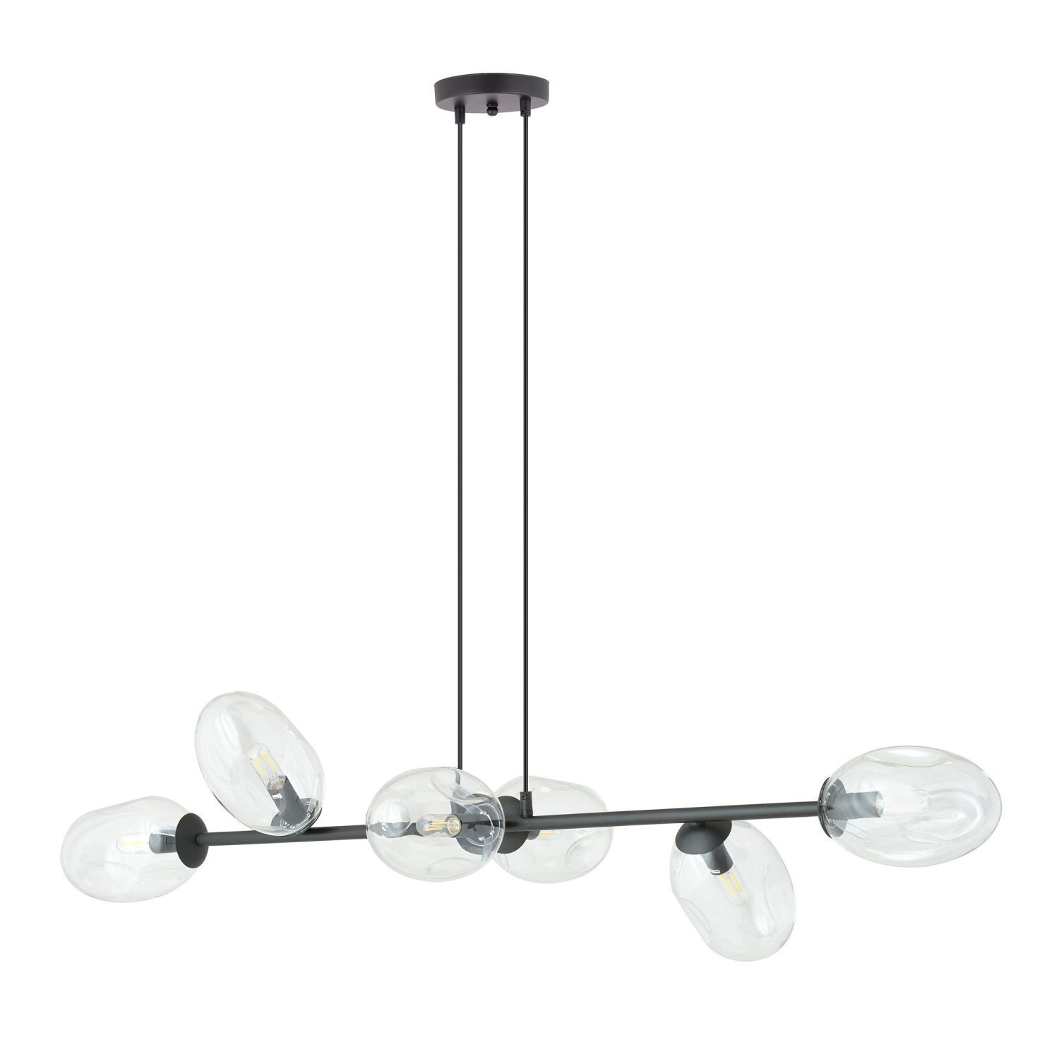 Suspension noir clair 6 flammes 120 cm de long