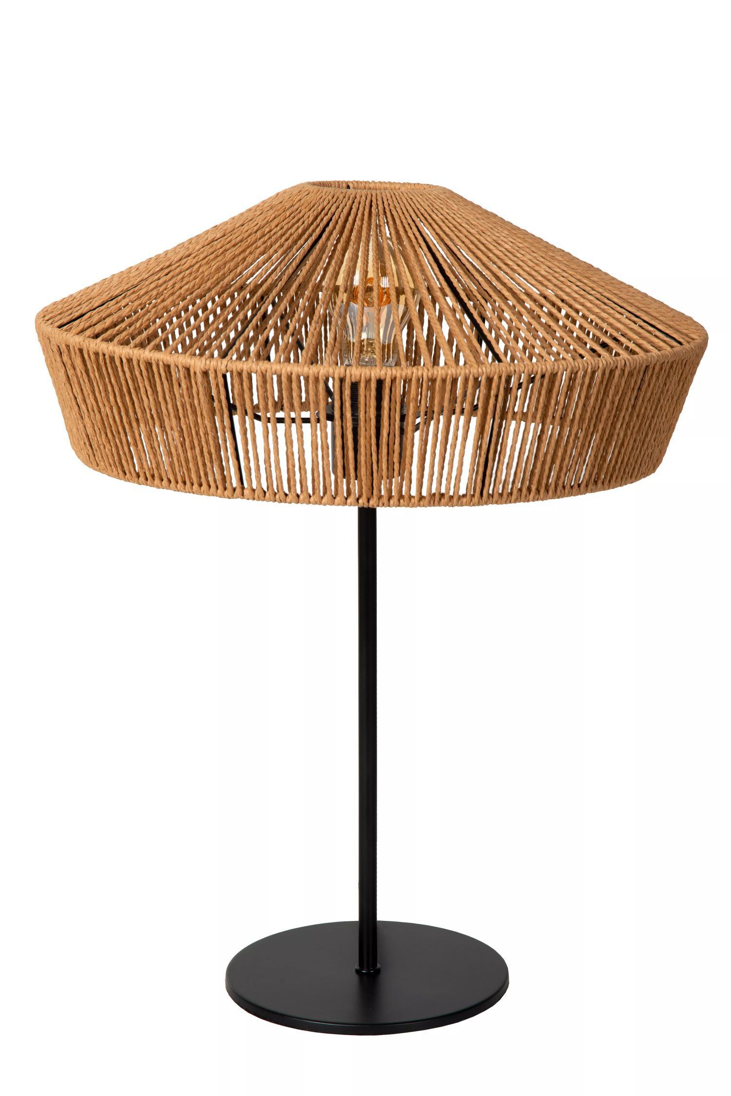 Runde Tischlampe Papier Natur Schwarz E27 50 cm Lampe, Wohnen, Terrasse, Tischlampe, Mobiliar
