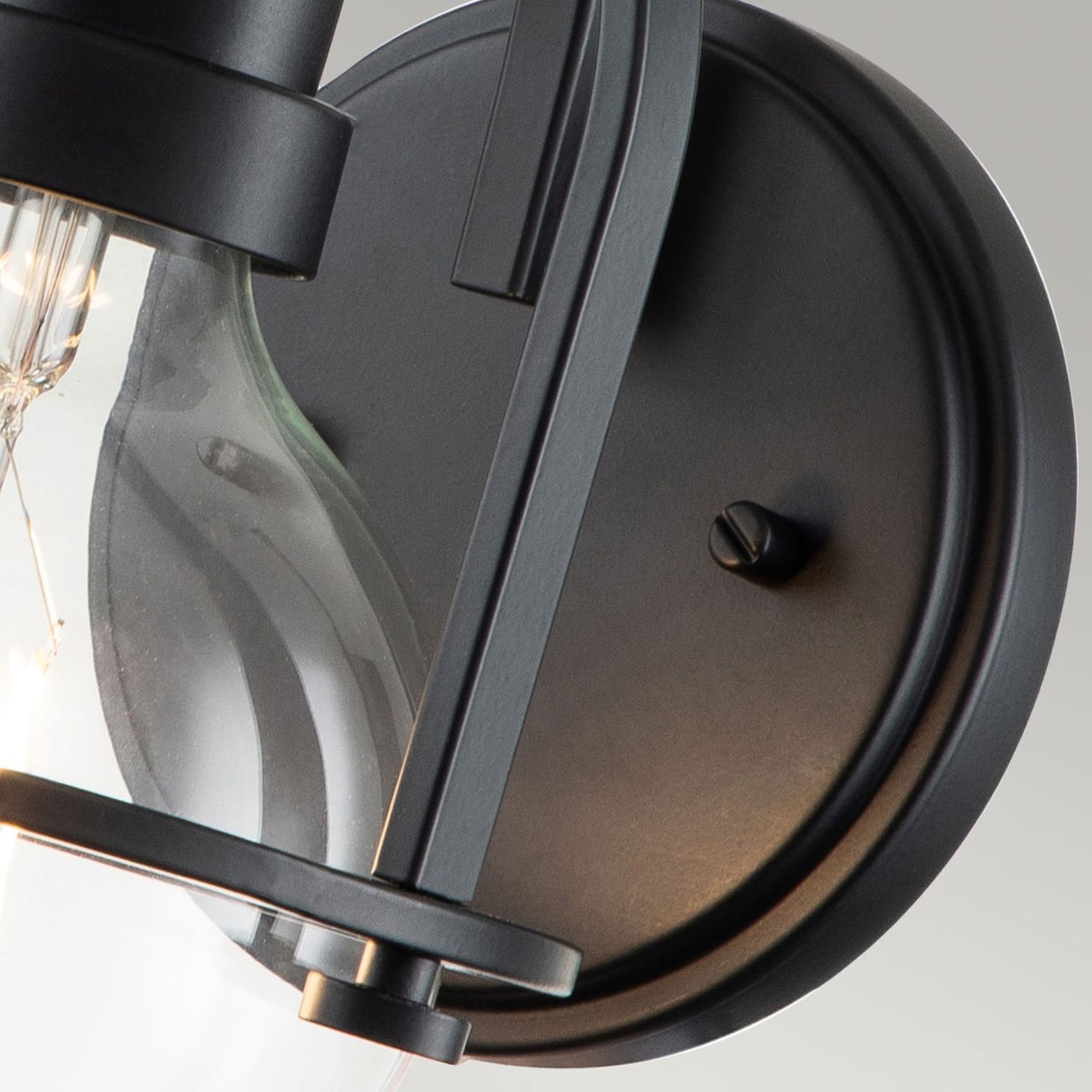 Wandlampe Metall Glas E27 23,3 cm hoch Schwarz Vintage Beleuchtung, Leuchte