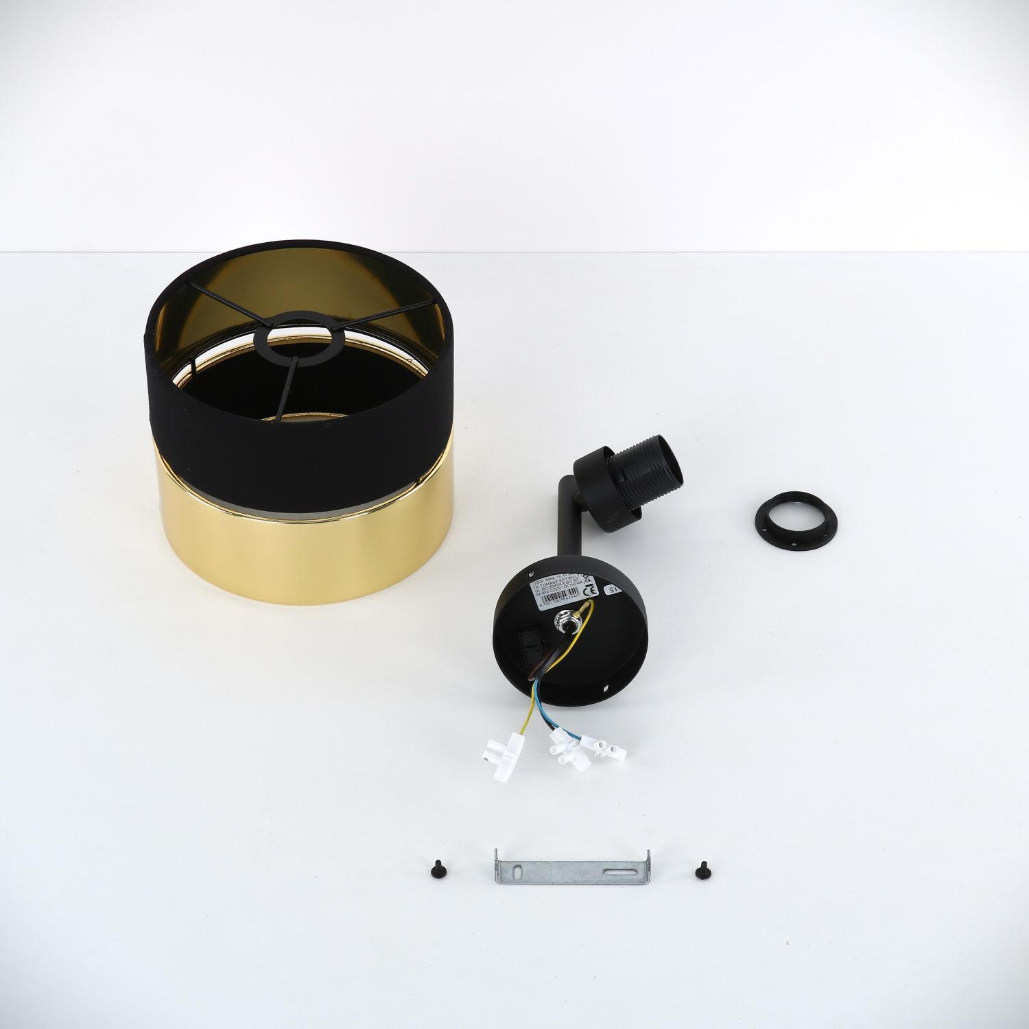 le61003-wandlampe-schalter-stoff-metall-schwarz-gold-e27-wandleuchte-schlafzimmer-4 wandleuchte, dekorative lampe, wandlampenfassung, metall, gelb-schwarz