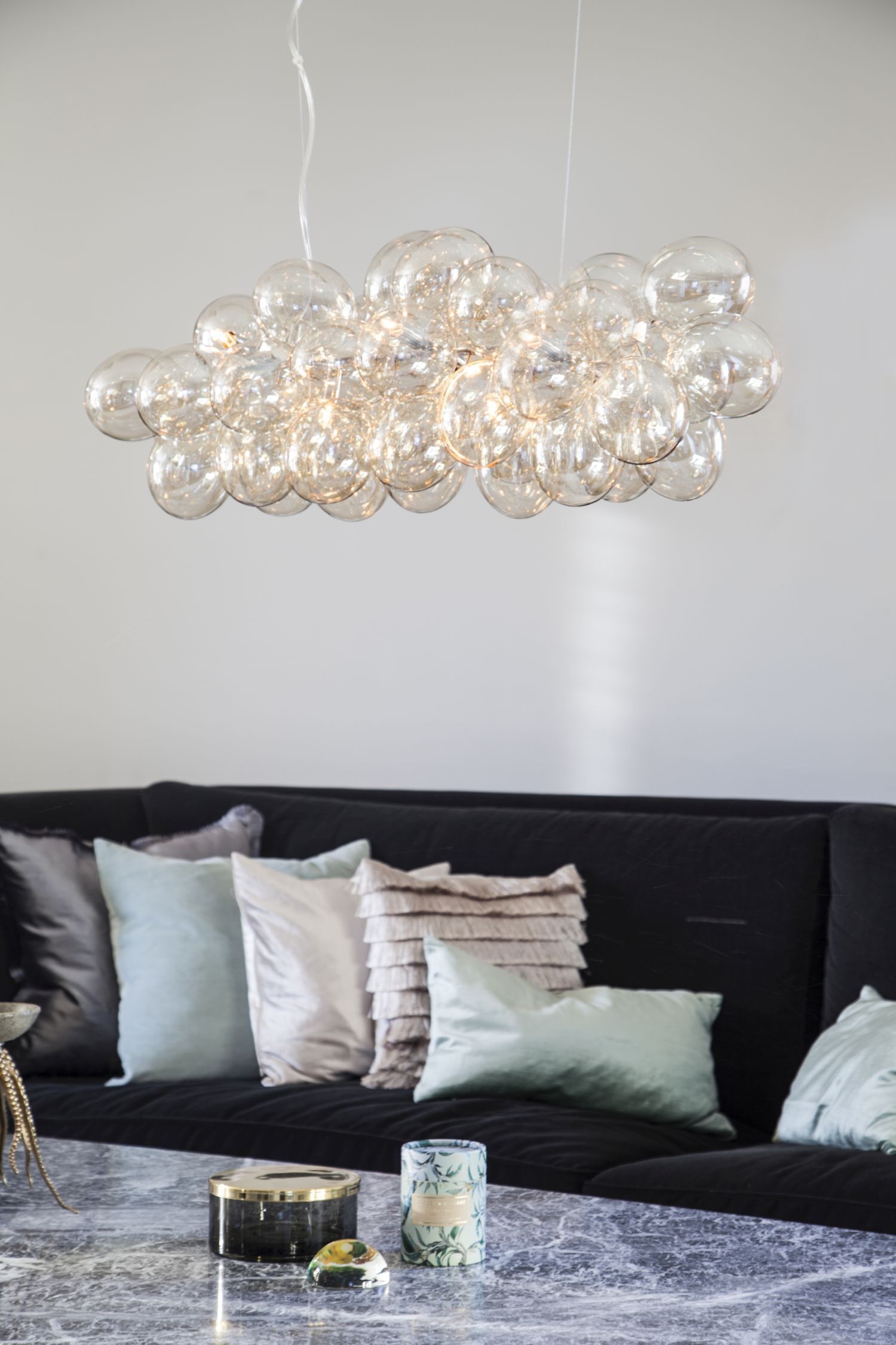 Leuchter, Lampe, Couch, Wohnzimmer, Kissen