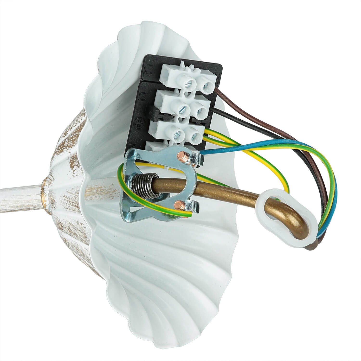 Stoff Hängeleuchte mit Barock Motiv GANARA Lampe Stoff Hängeleuchte mit Barock Motiv GANARA Lampe