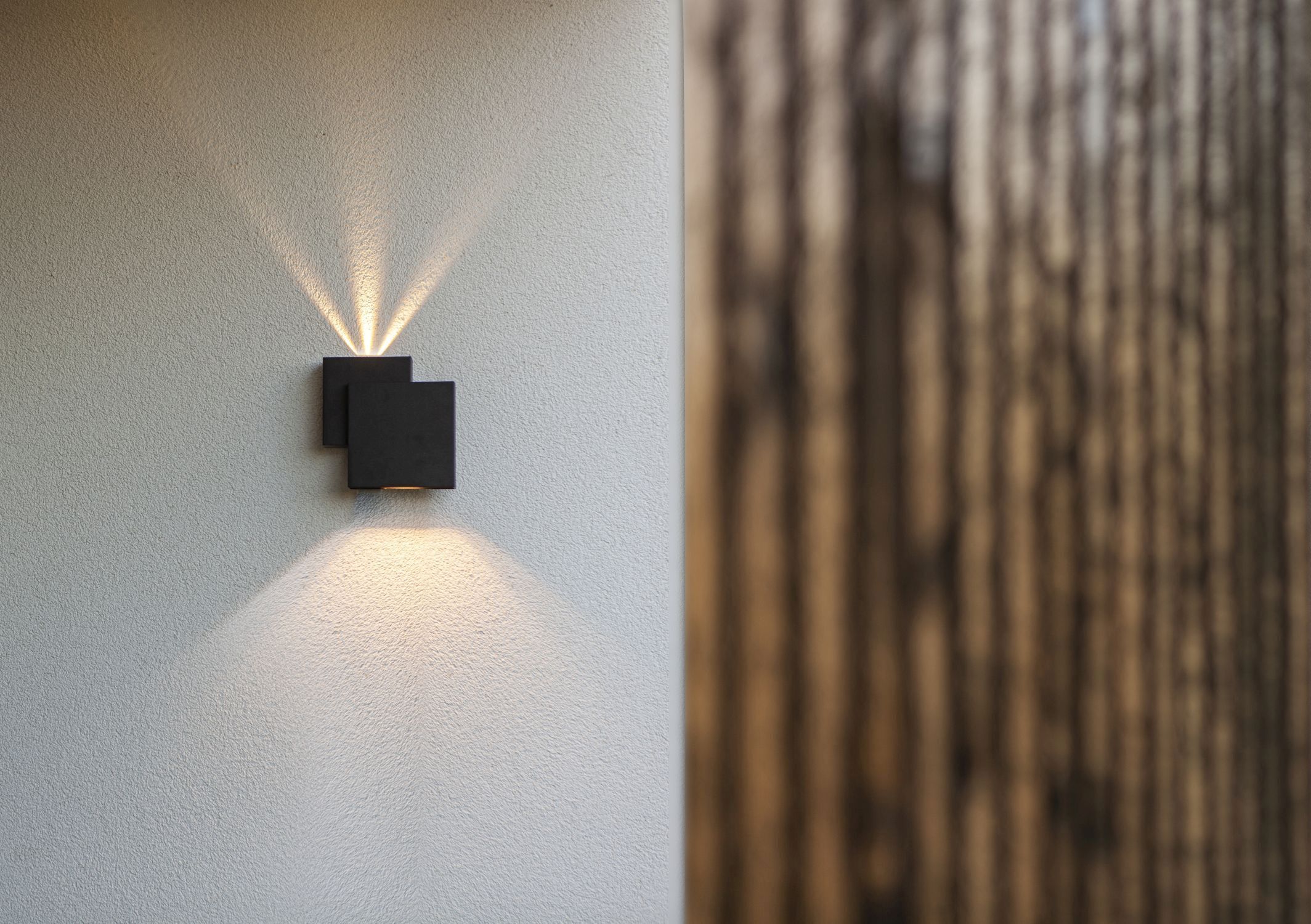 LED Außenleuchte Wand Up Down IP44 B:19,5 cm Schwarz Drinnen, Innenarchitektur, Elektrisches Gerät, Schalter, Holz