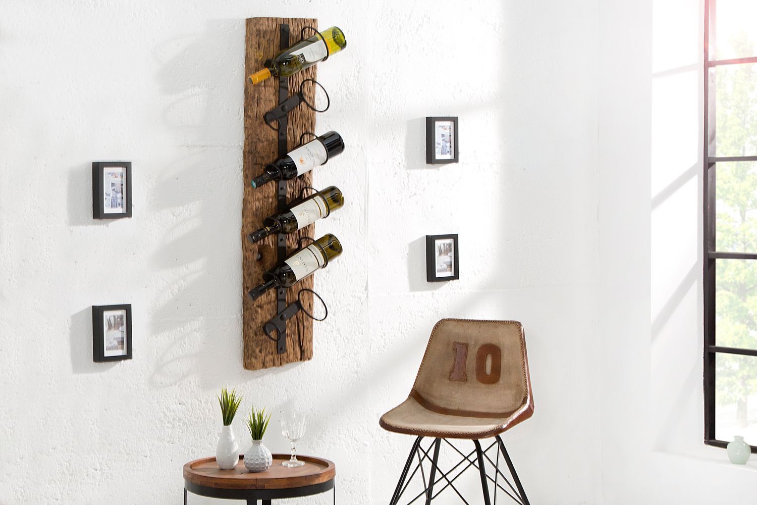 Weinregal Teakholz Metall 10 cm in Natur Innenarchitektur, Wand, Alkohol, Schnaps, Wein