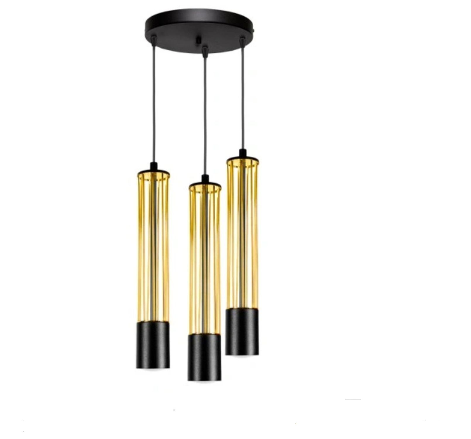 Lampe à suspendre métal GU10 Ø35 cm noir or 3 flammes