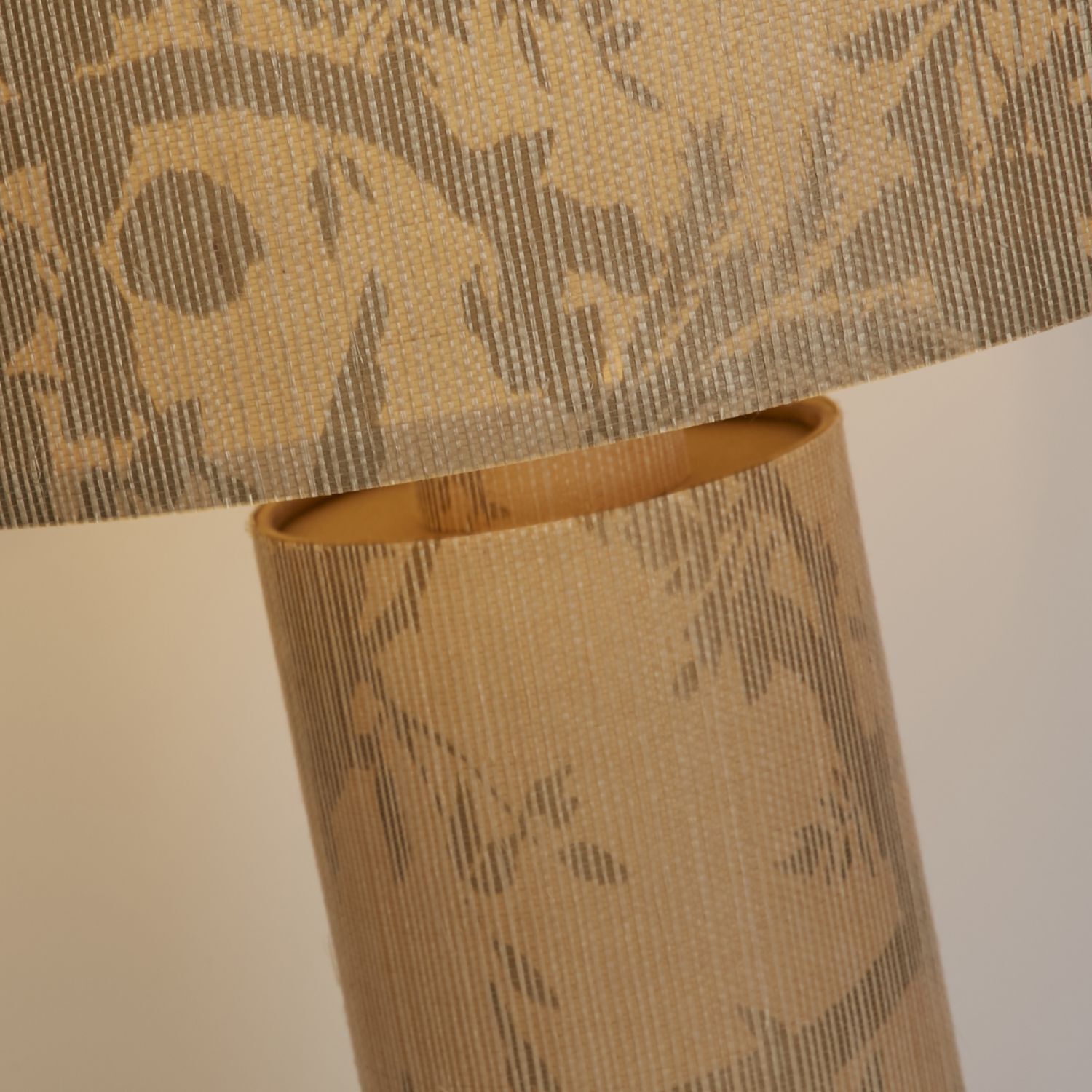 Große Tischleuchte Papier Muster H:66 cm E27 gemütlich Lampschirm, Papierlampe, Jacquardmuster, Blättermuster, Tischlampe