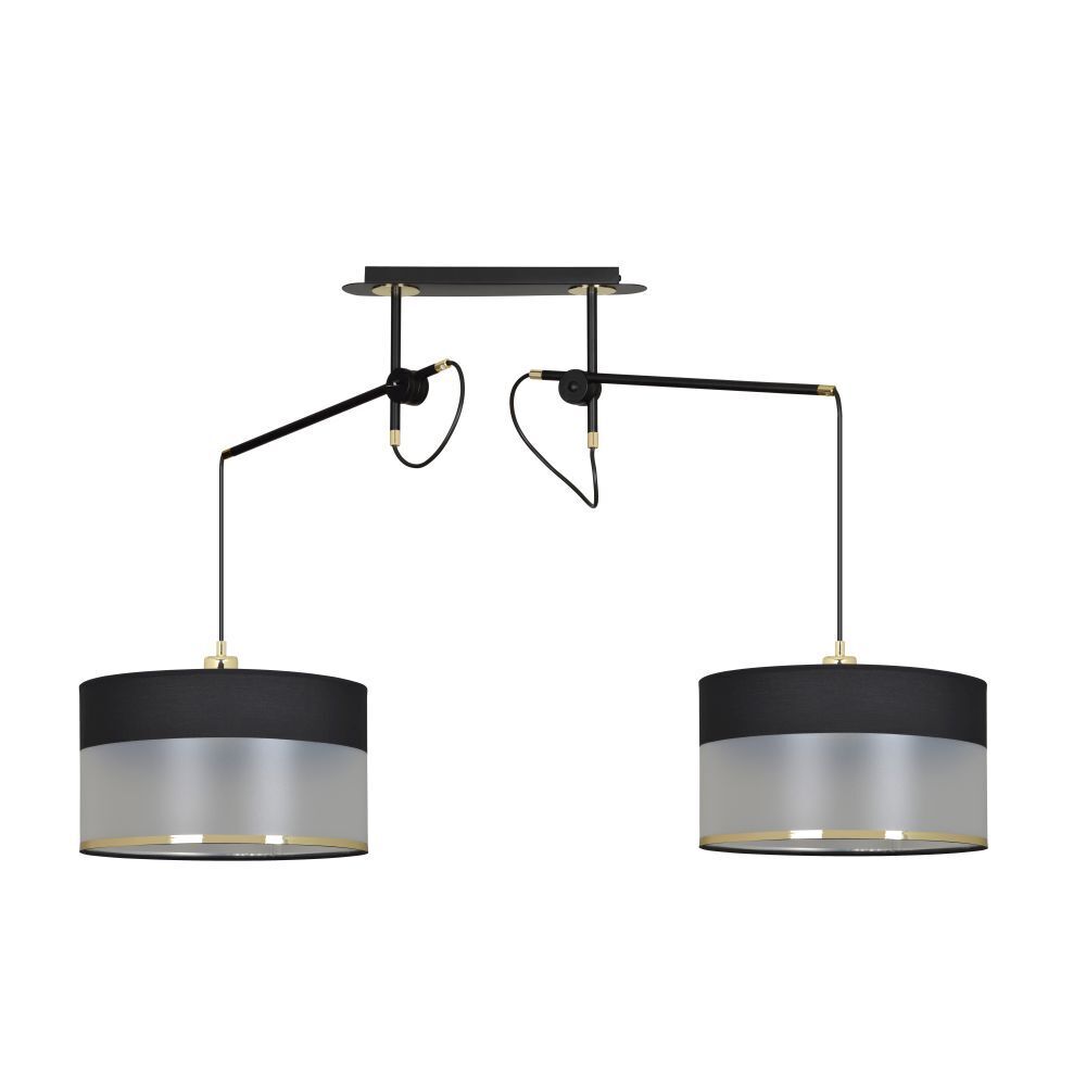 Hängelampe Stoff Metall Schwarz Silber Gold verstellbar Leuchte, Lampe, Deckenleuchte