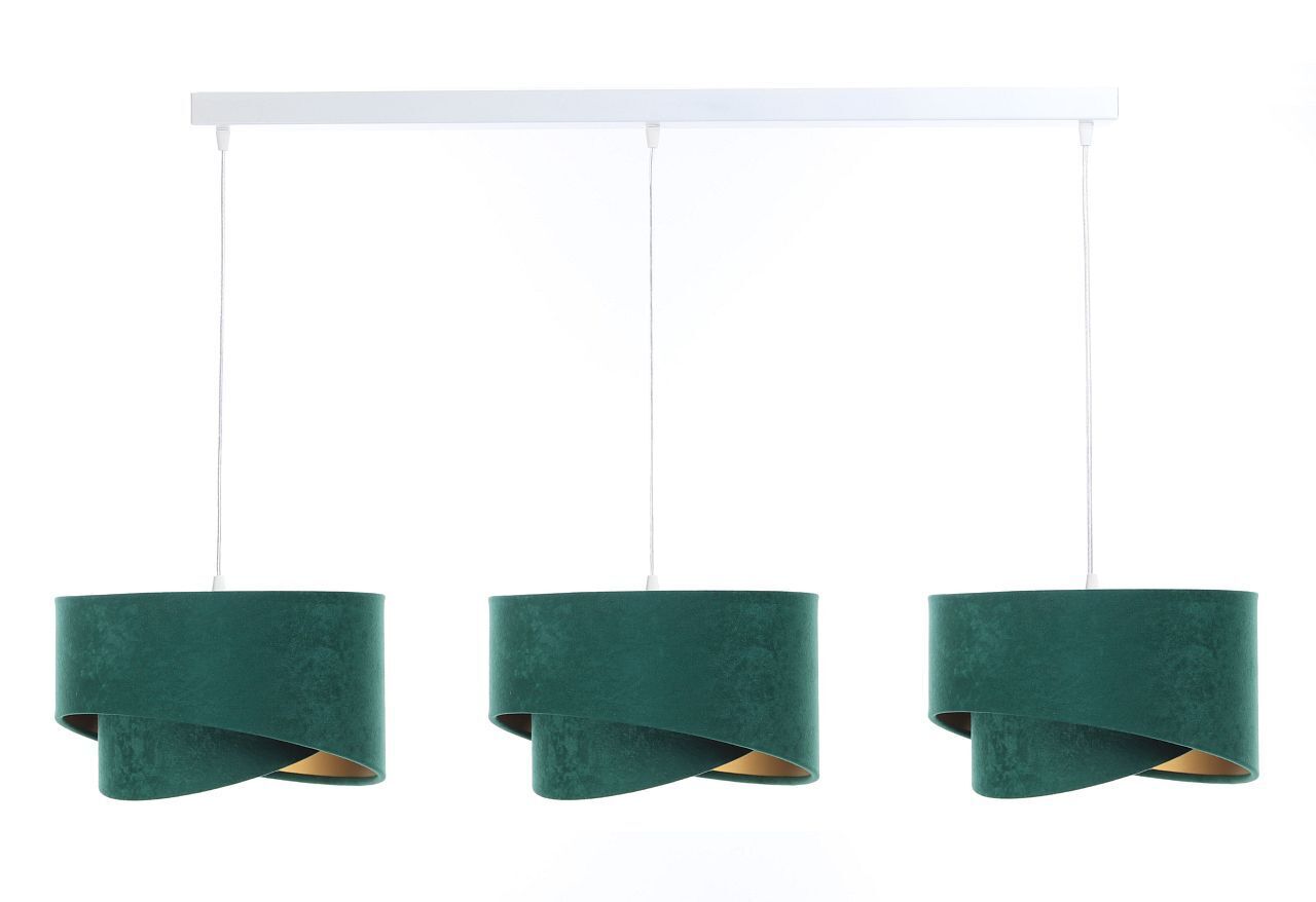 Hängeleuchte 3-flammig Grün Gold E27 Stoff Velours Optik Badezimmer, Drinnen, Zimmer, Duscharmatur