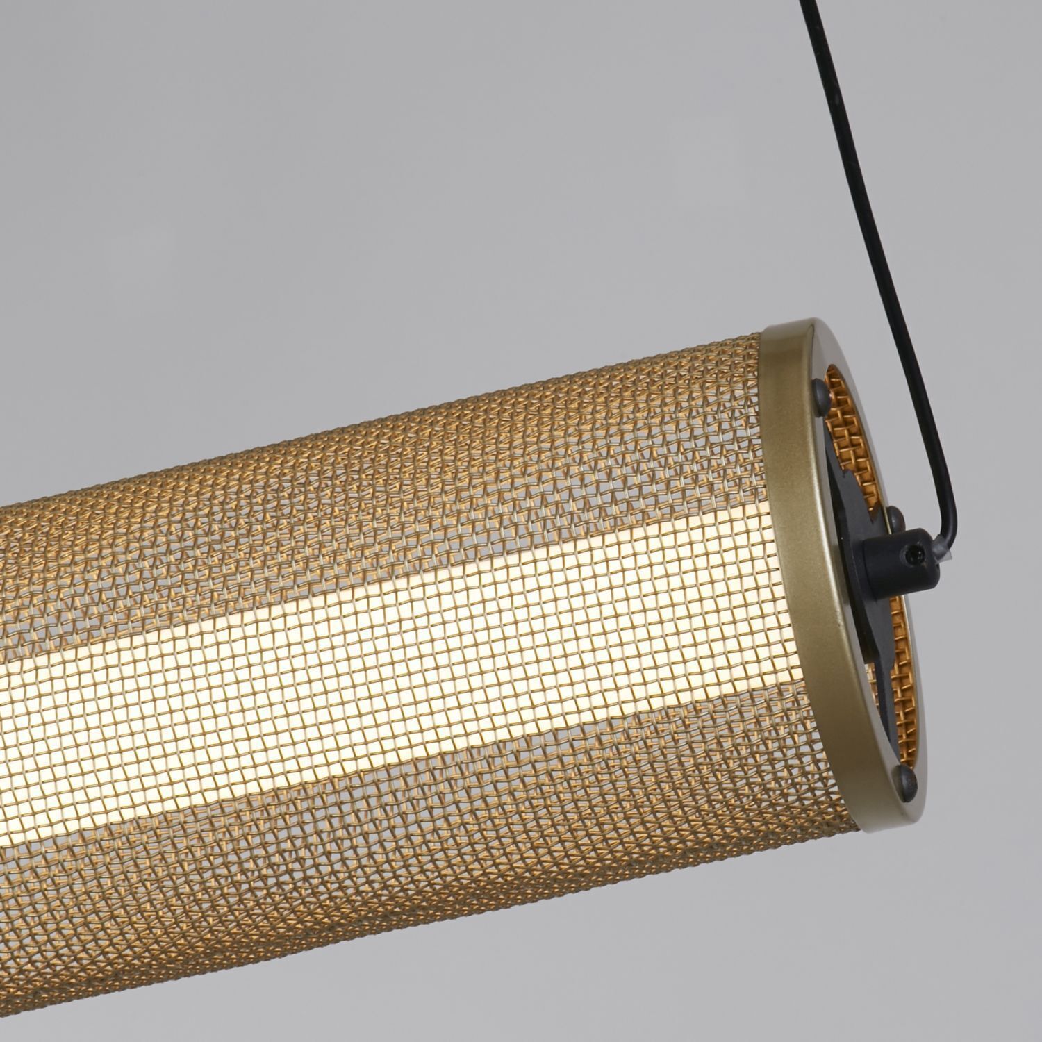 LED Pendelleuchte in Gold Schwarz Metall 26 W 92 cm pendant, hängelampe, maschennetz schirm, gold, lampen-fassung