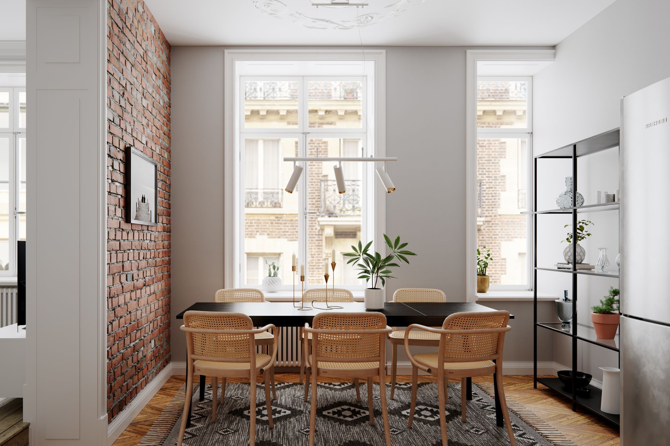 Suspension à 3 flammes 80 cm de large H : max. 140 cm GU10 Speisesaal, Esstisch, Tisch, Innenarchitektur, Inneneinrichtung