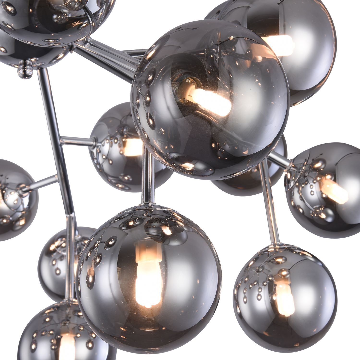Deckenlampe Metall Glas G9 75 cm breit Chrom Rauchgrau Leuchter, Lampe, Beleuchtung, Deckenventilator, Elektrisches Gerät