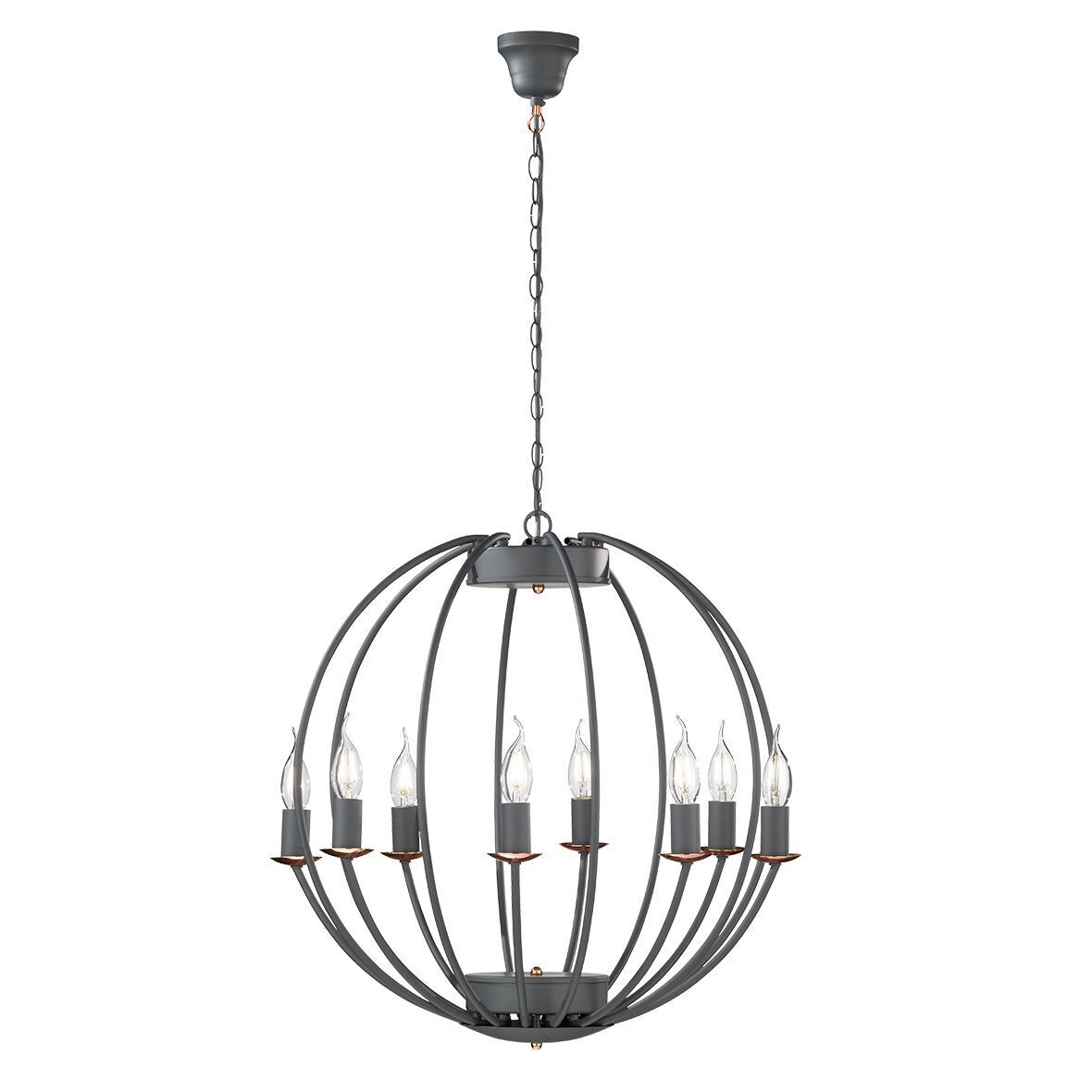 Lustre Gris rond Ø 55 cm Métal 8x E14 Leuchter, Lampe, Leuchte