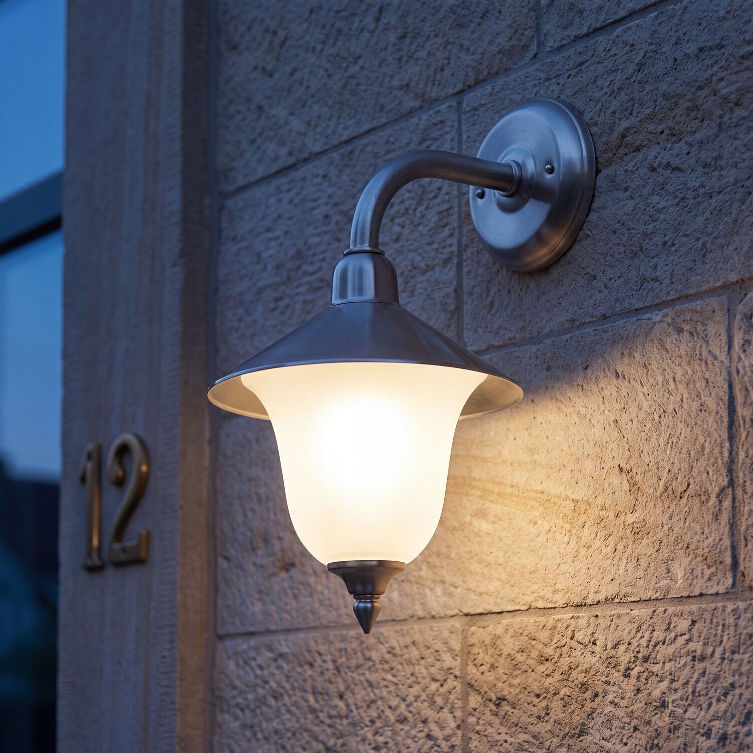 außenleuchte, wandlampe, laterne, glaskupfer, stahl