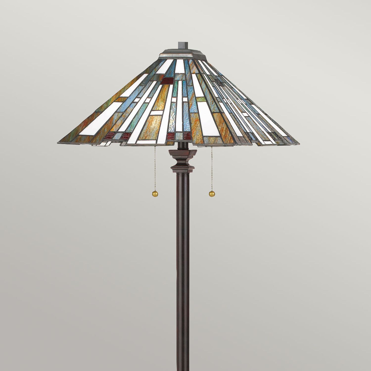 Stehlampe Tiffany Stil 157,8 cm hoch Zugschalter 2x E27 Lampe, Lampenschirm