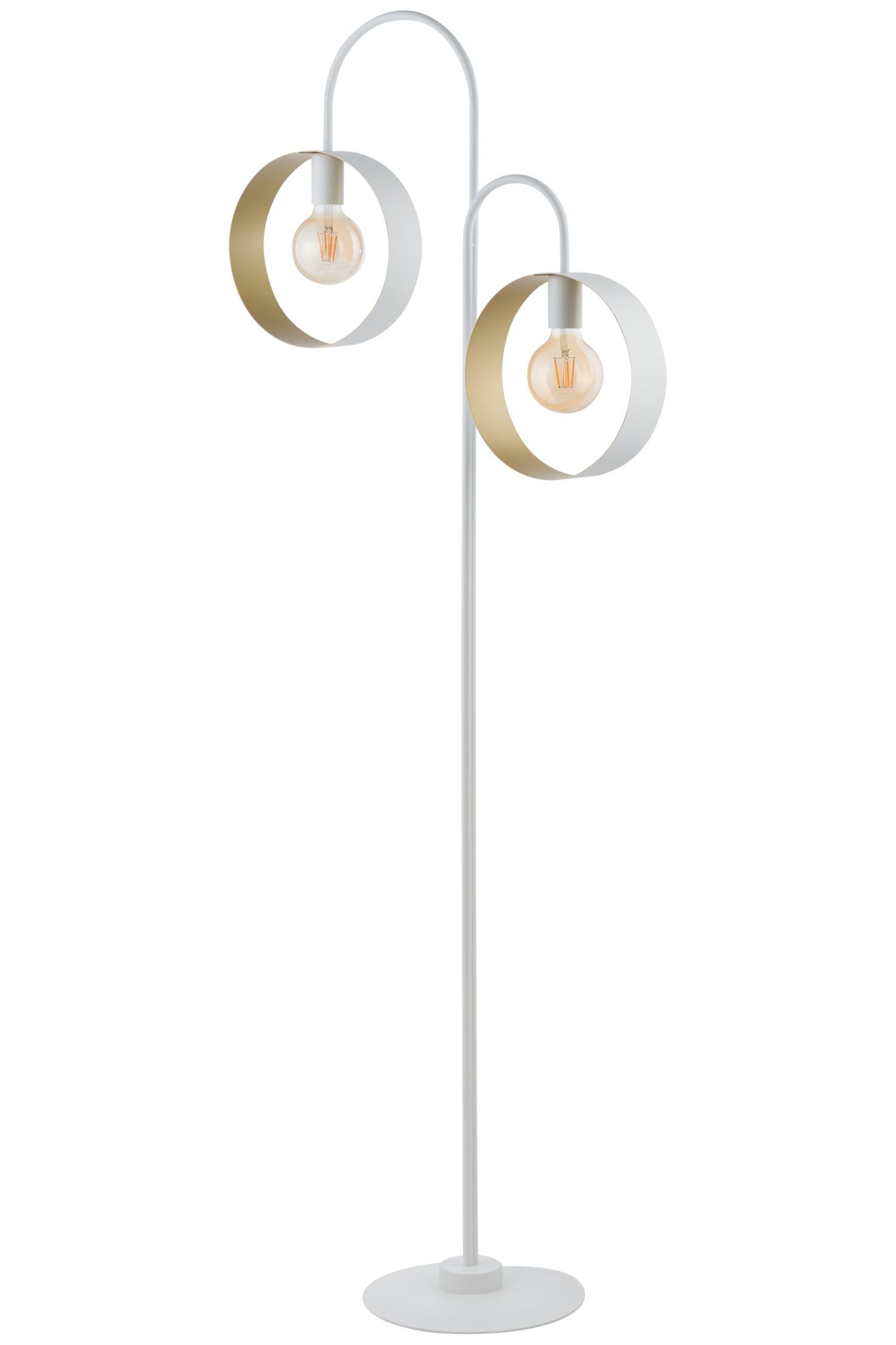 Grand lampadaire métal 164 cm blanc or anneaux décoratifs