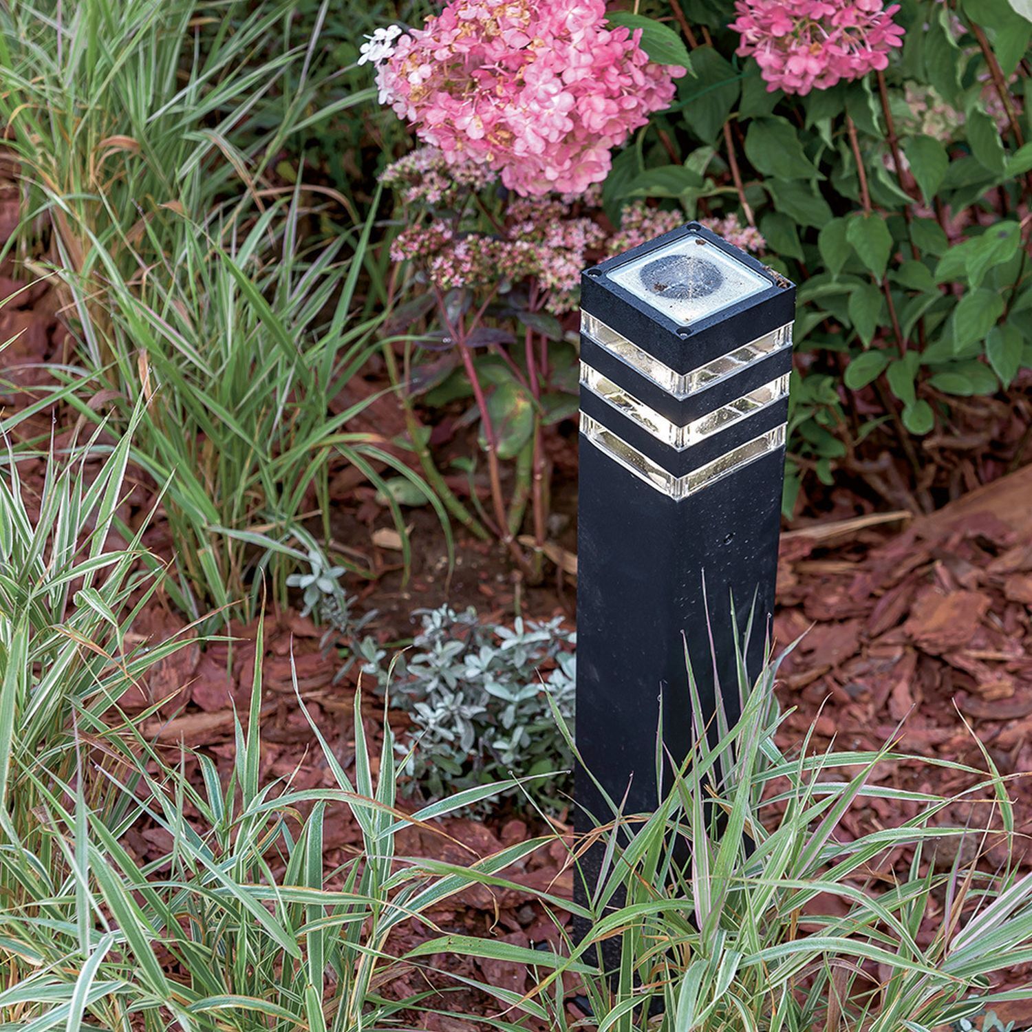 Pollerleuchte Aluminium 61 cm IP54 Schwarz E27 eckig Töpferei