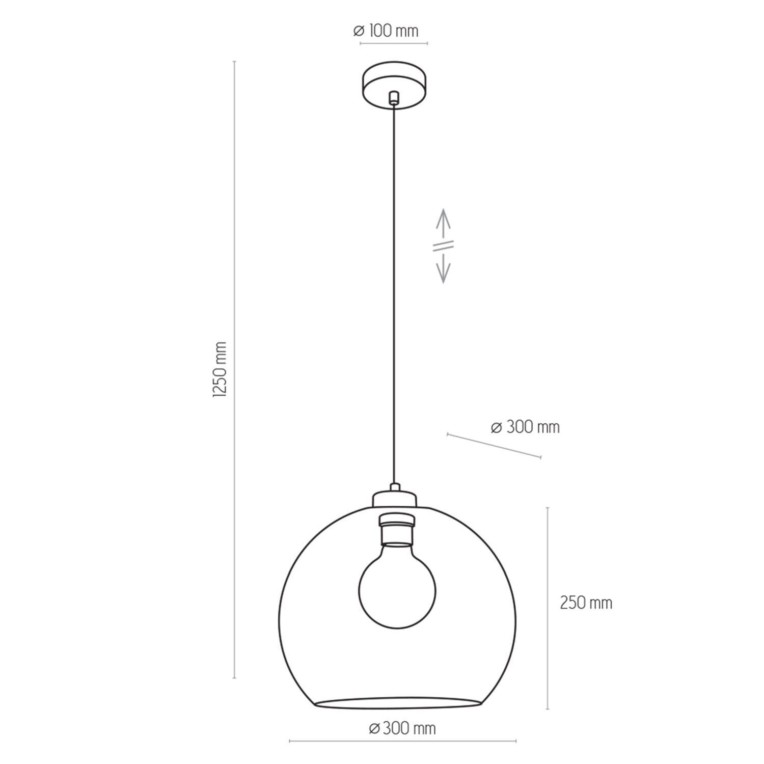 Lampe à suspendre Boule Ø 30 cm E27 verre fumé réglable