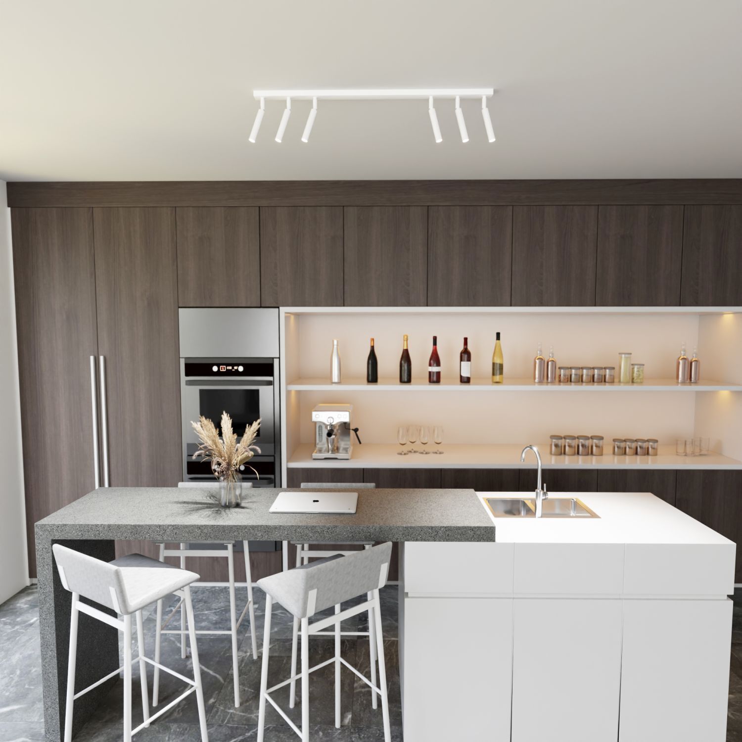 Flexibler Deckenstrahler Metall 90 cm länglich G9 Weiß