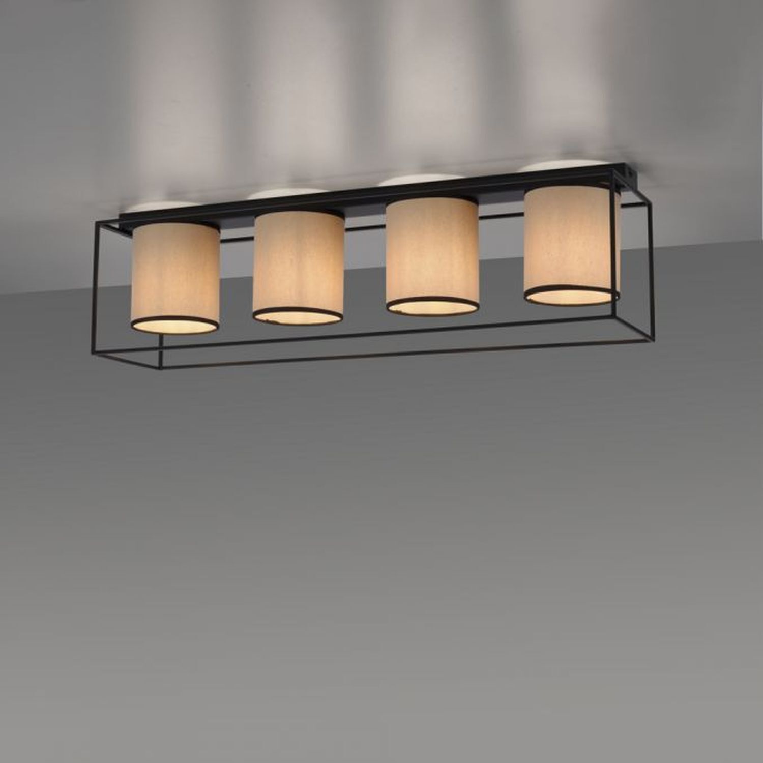 Lampe de plafonnier Tissu Métal Beige Noir E27 4 flammes Deckenleuchte, Leuchte, Beleuchtung