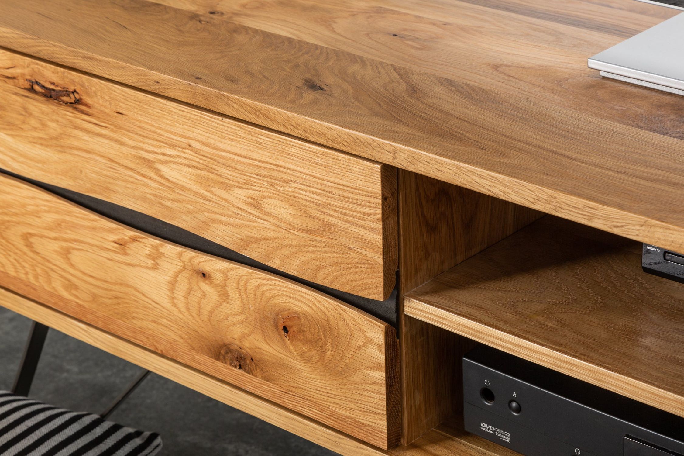 TV Lowboard bois largeur 160 cm Design industriel PATRICIA