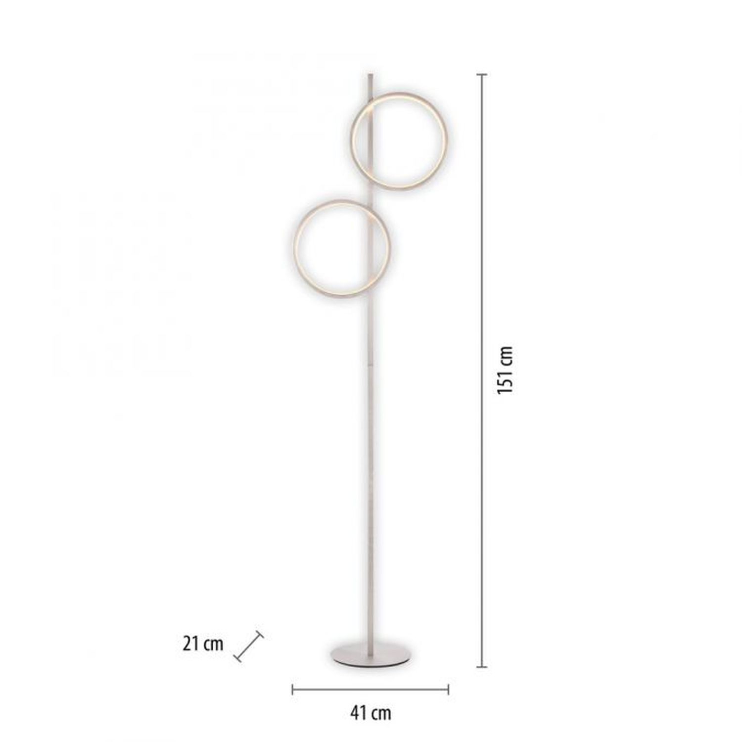 Lampadaire LED Argent Métal Anneaux 151 cm 1290 lm 10 W