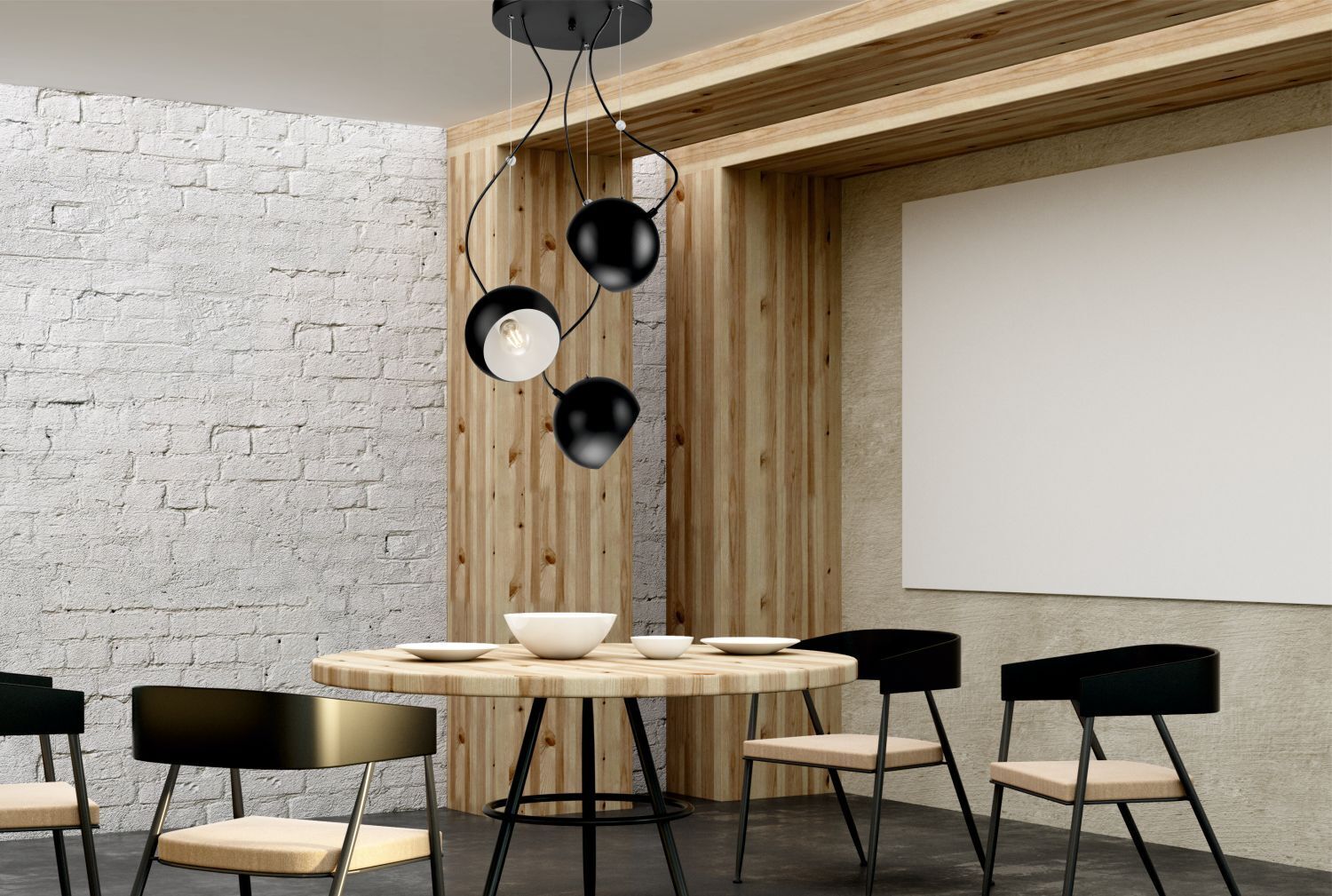 Lampen Pendelleuchte Schwarz Weiß Esszimmer