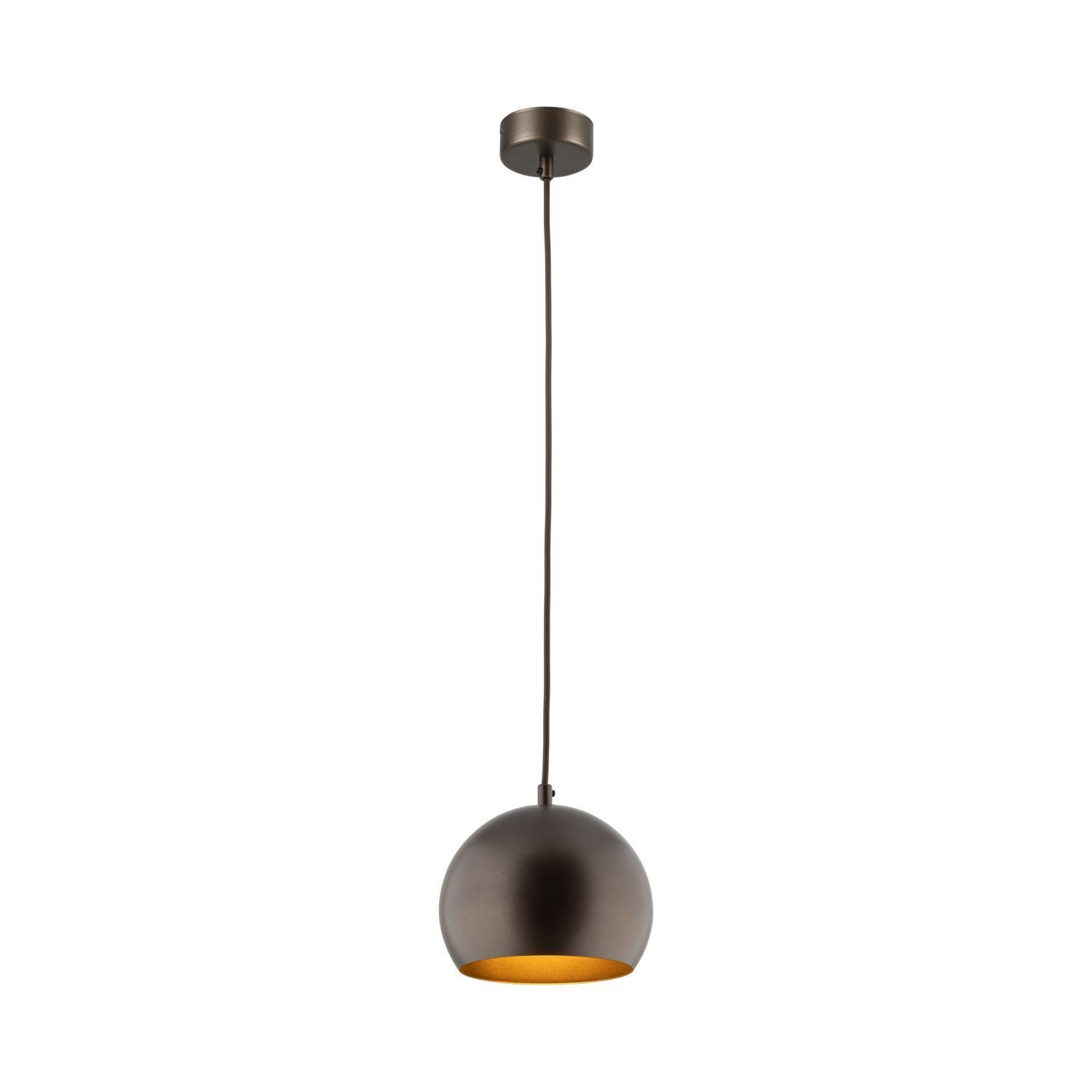 Pendelleuchte Braun Metall rund Ø 17 cm klein E27 Kugel Lampe, Deckenleuchte