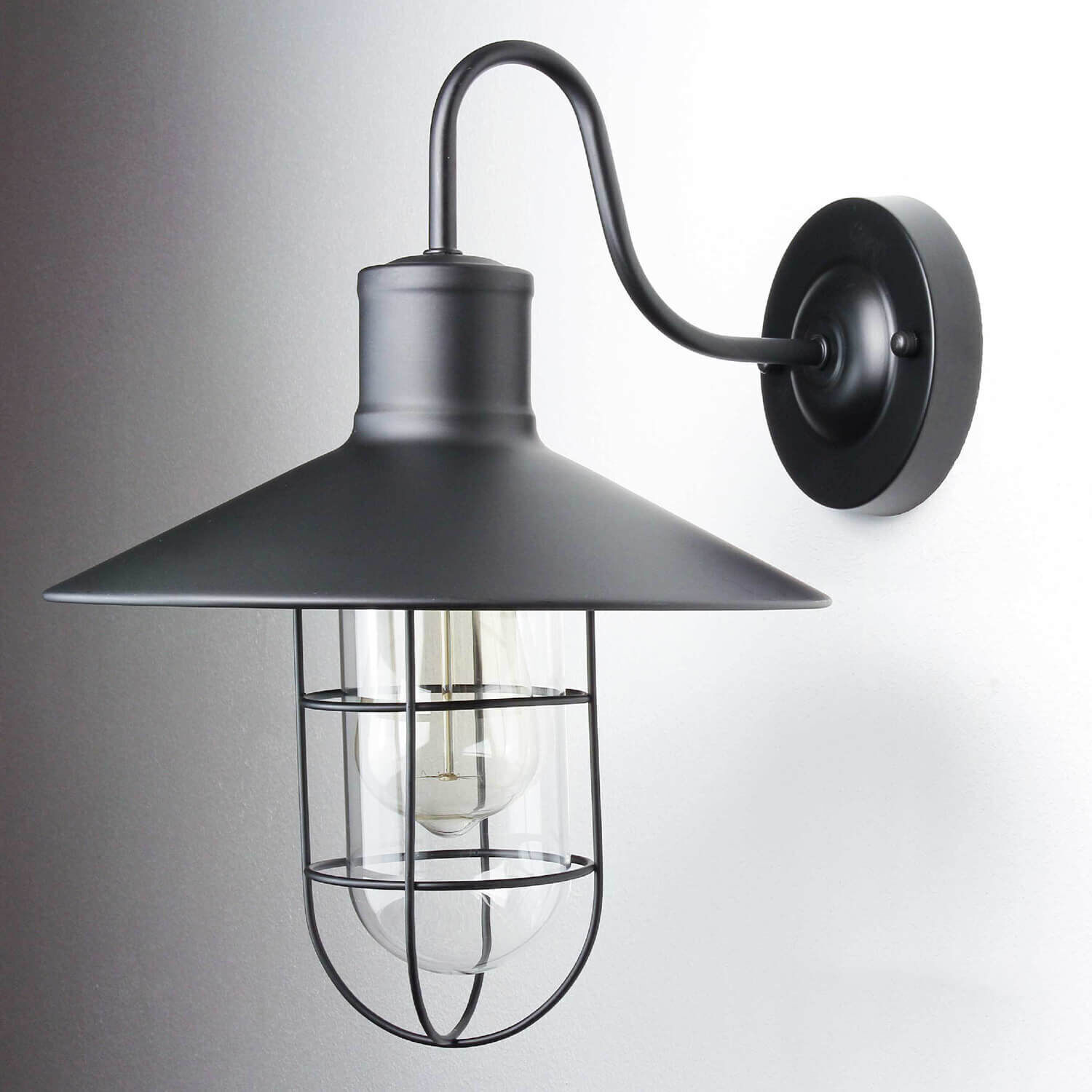 Wandleuchte Schwarz Metall E27 innen Vintage Lampe, Leuchte