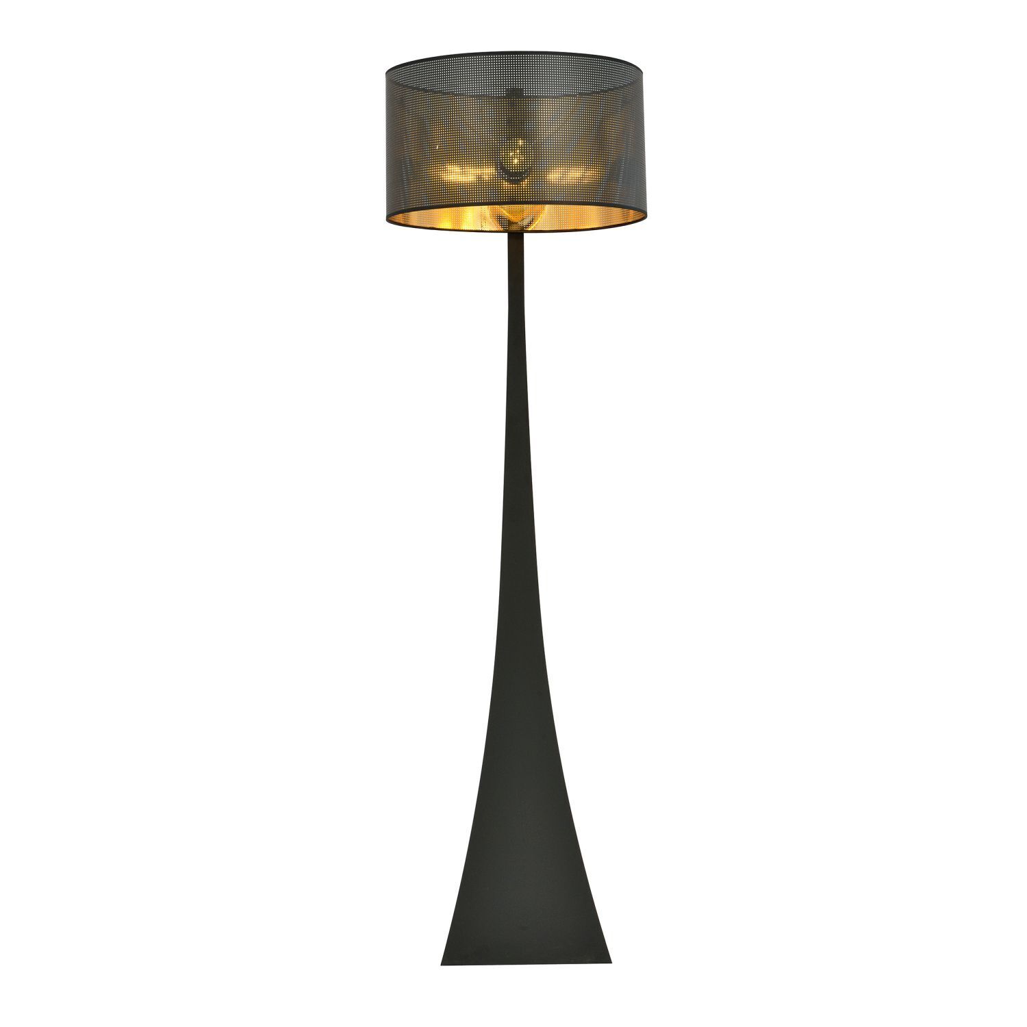 Lampadaire Tissu Métal 157 cm Moderne en noir or E27 Lampe