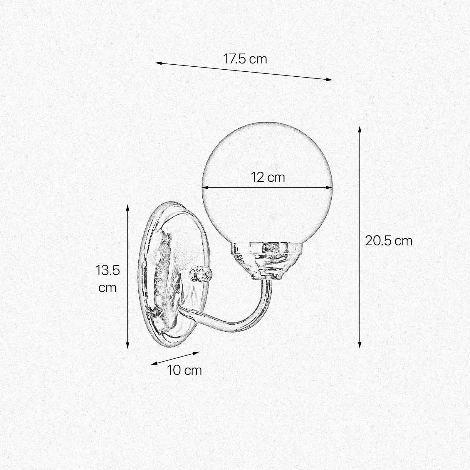 Lampe de salle de bain murale laiton verre abat-jour sphérique E14 H : 20,5 cm