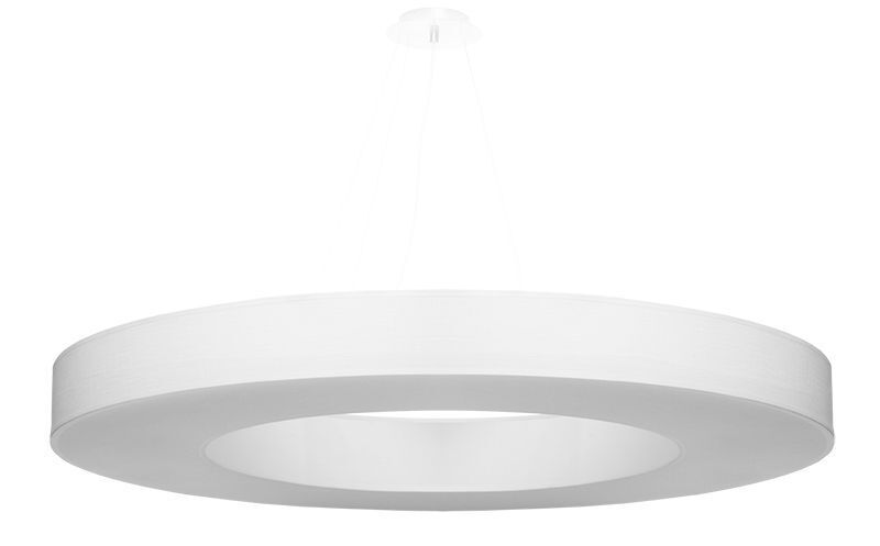 Hängeleuchte Ring Weiß Ø 90 cm rund 8x E27 Stoff