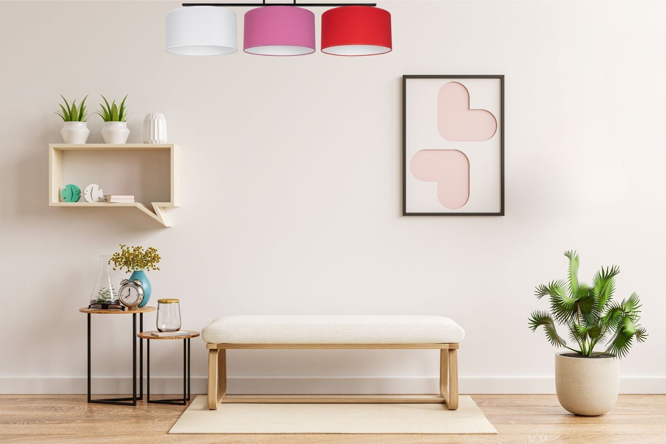 Blendarme Deckenlampe Stoff Weiß Rosa Rot E27 L:100 cm stuhlbank, bodenbank, wohnzimmerdeko, pflanzentopf, rahmenbild