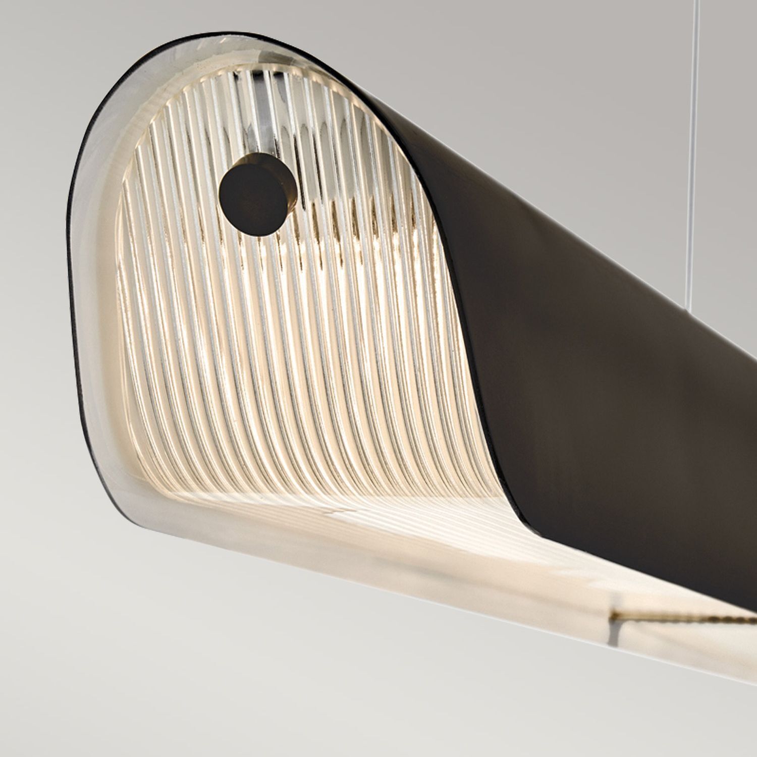 Suspension LED 116,8 cm de long Métal Verre Noir Moderne Suspension LED 116,8 cm de long Métal Verre Noir Moderne