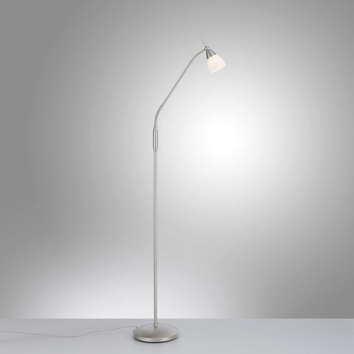 Verstellbare Stehleuchte in Silber Dimmer Glas 163 cm Lampe