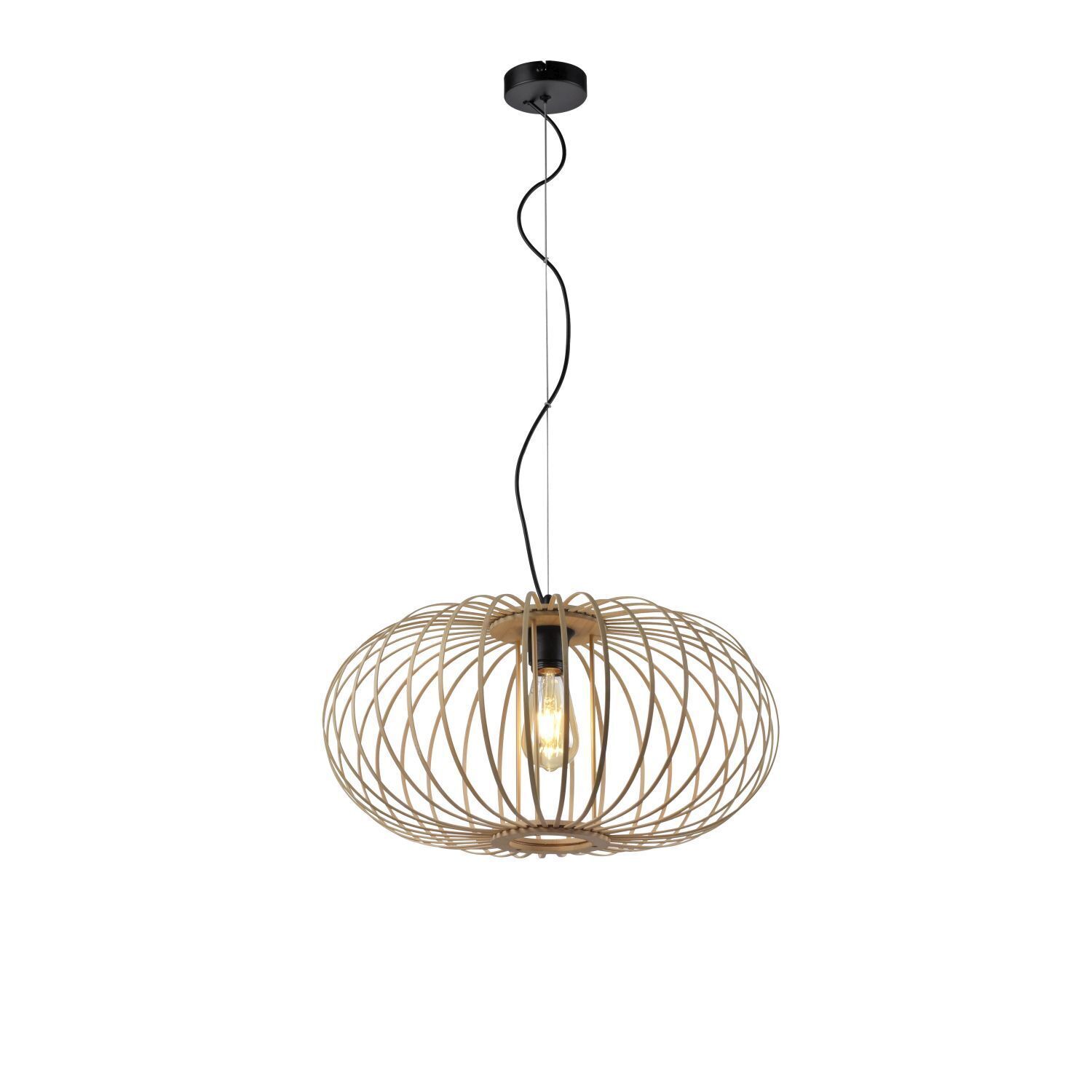 Hängelampe Skandinavisch Metall Holz rund Ø50 cm E27 Lampe, Kronleuchter