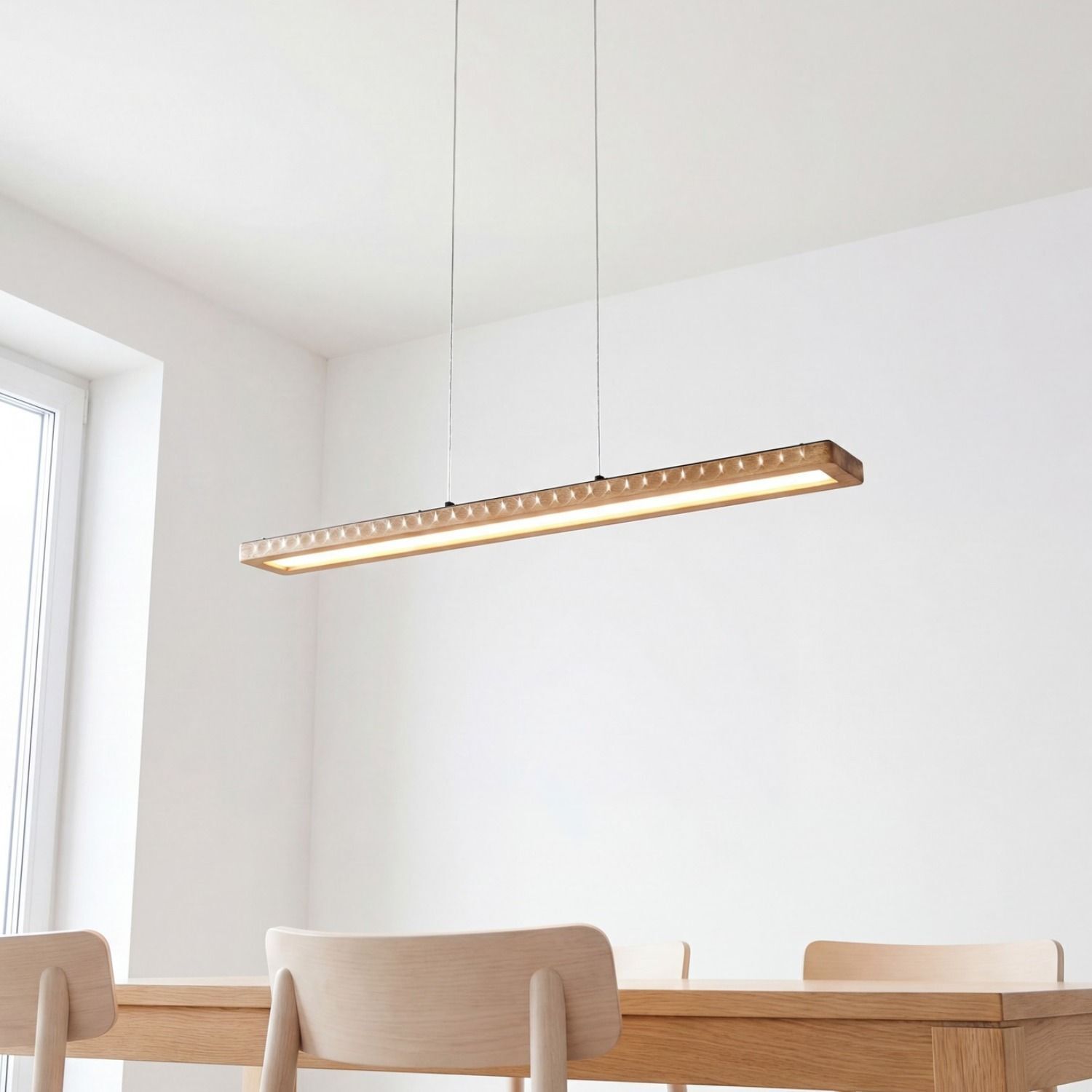 hängende Leuchte, LED-Lampe, Küchenlampe, Modernes Design, Holz-Akzent