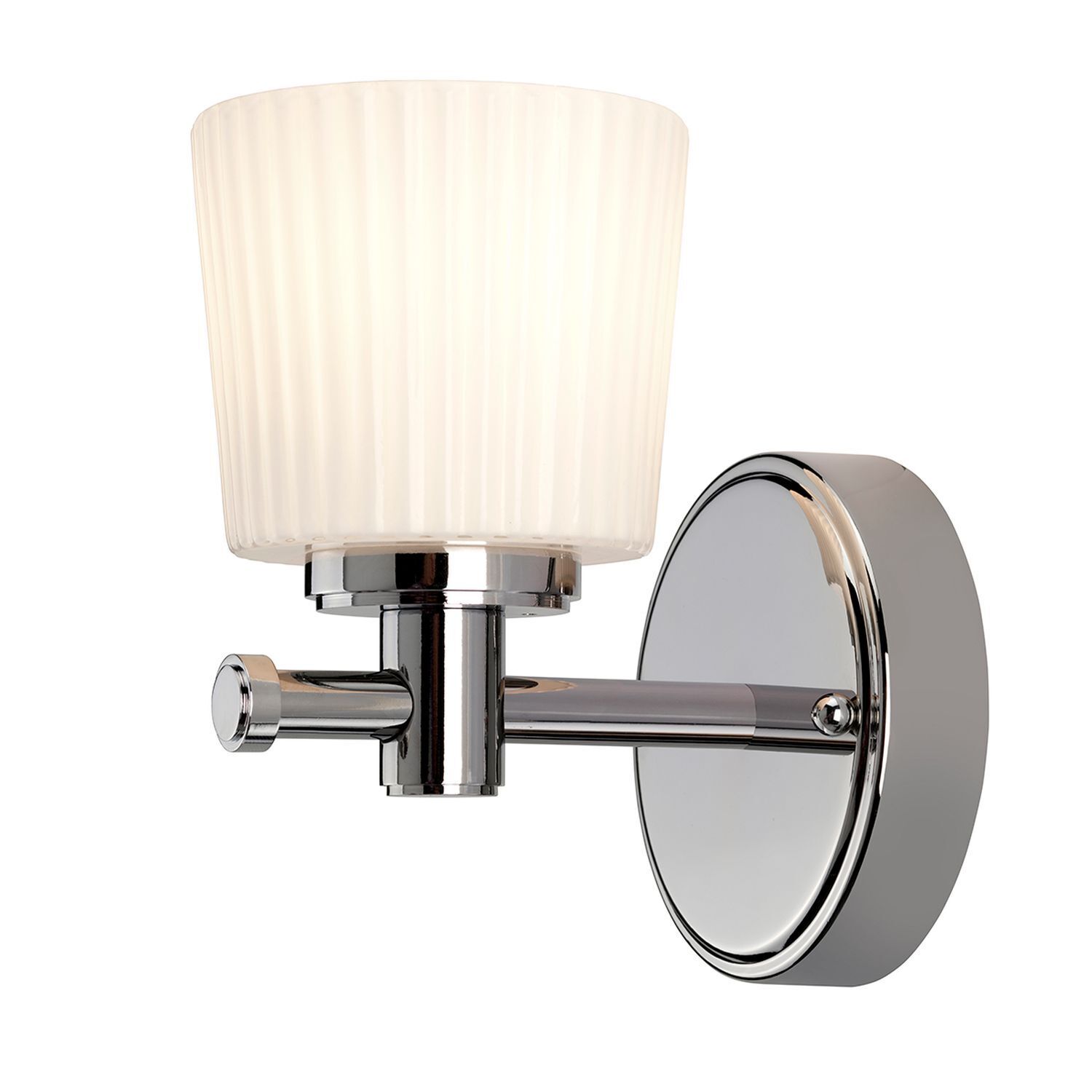 Premium lampe de salle de bain POLI avec LED IP44 chrome blanc verre strié