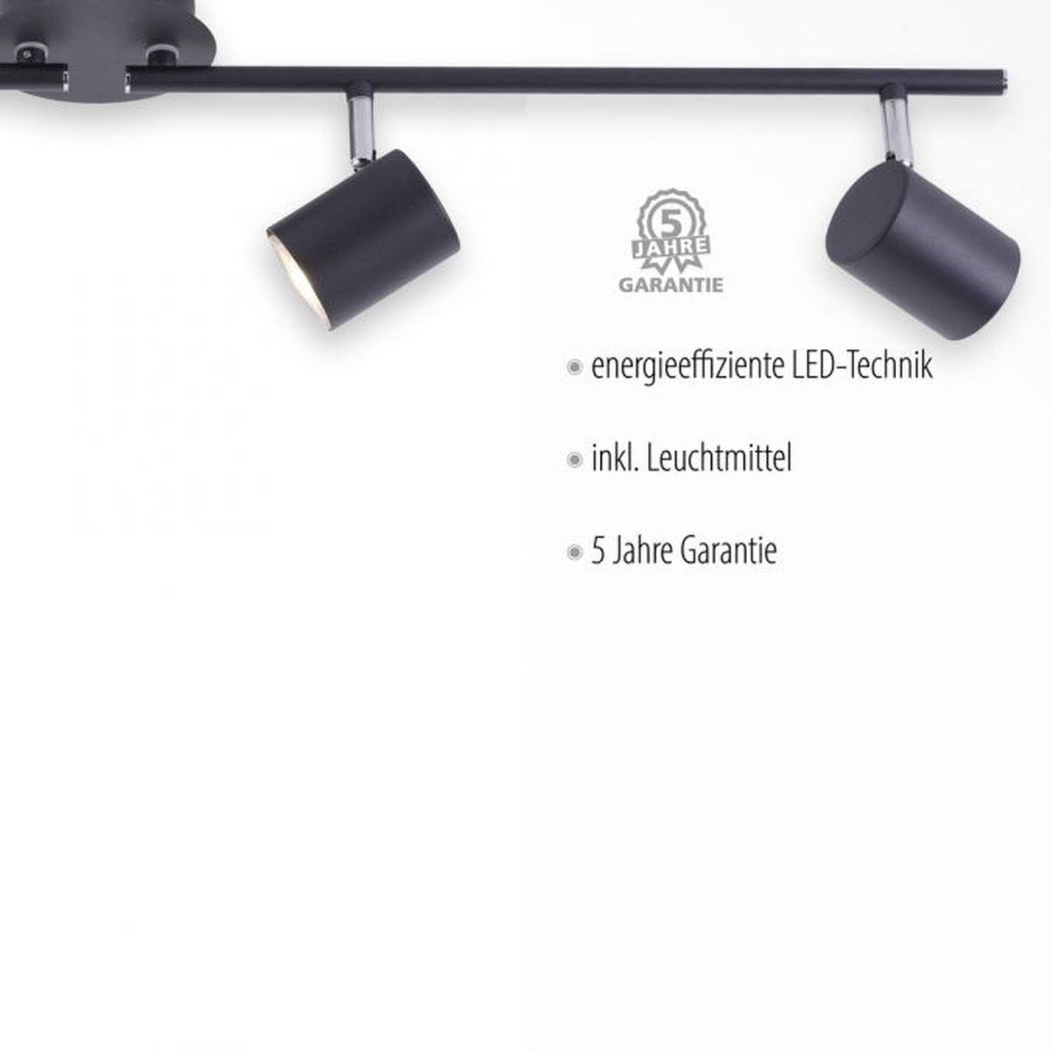 Verstellbarer Deckenspot Metall Schwarz GU10 4-flammig Beleuchtung, Lampe