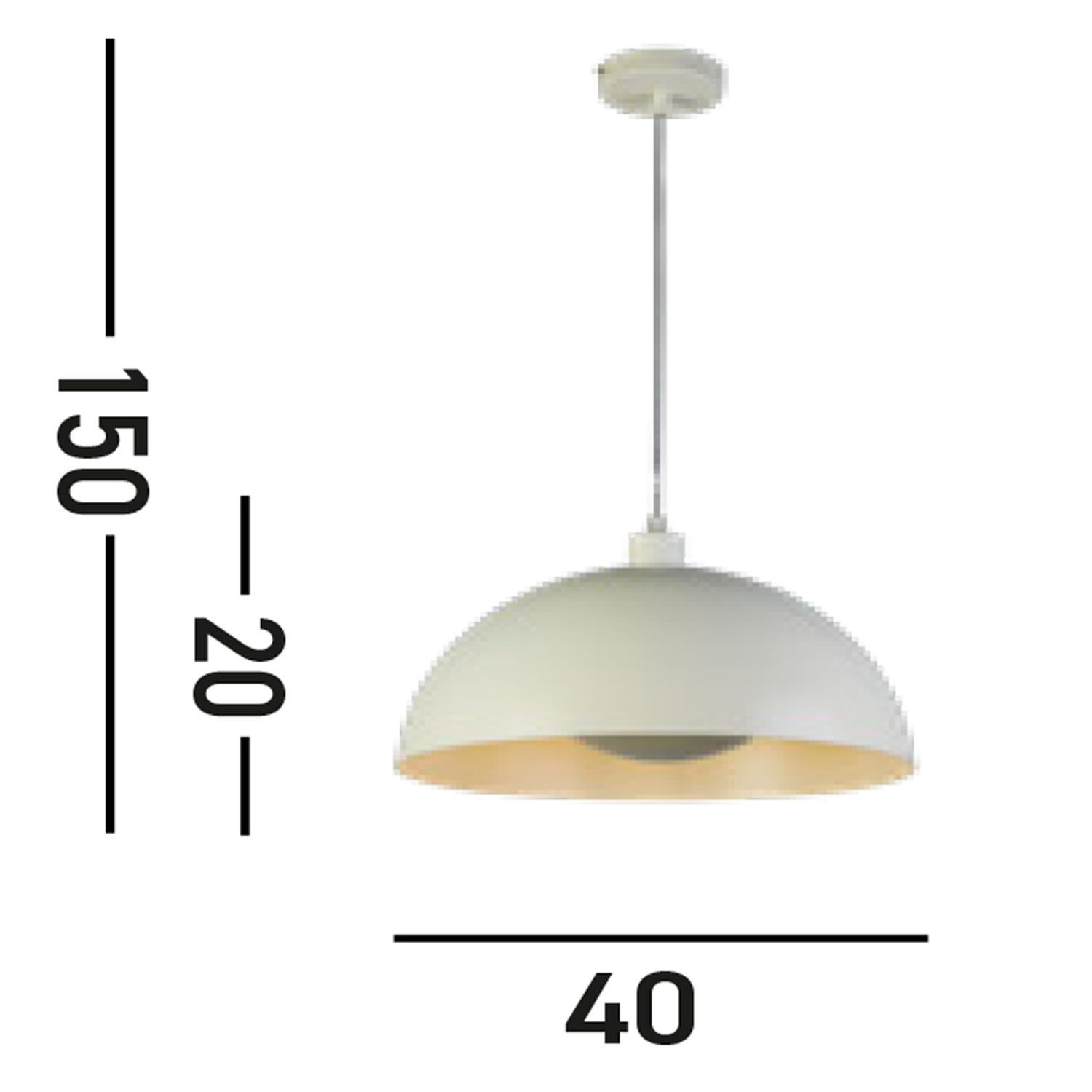 Lampe à suspendre en métal crème E27 jusqu'à 60 W Ø40 cm rond