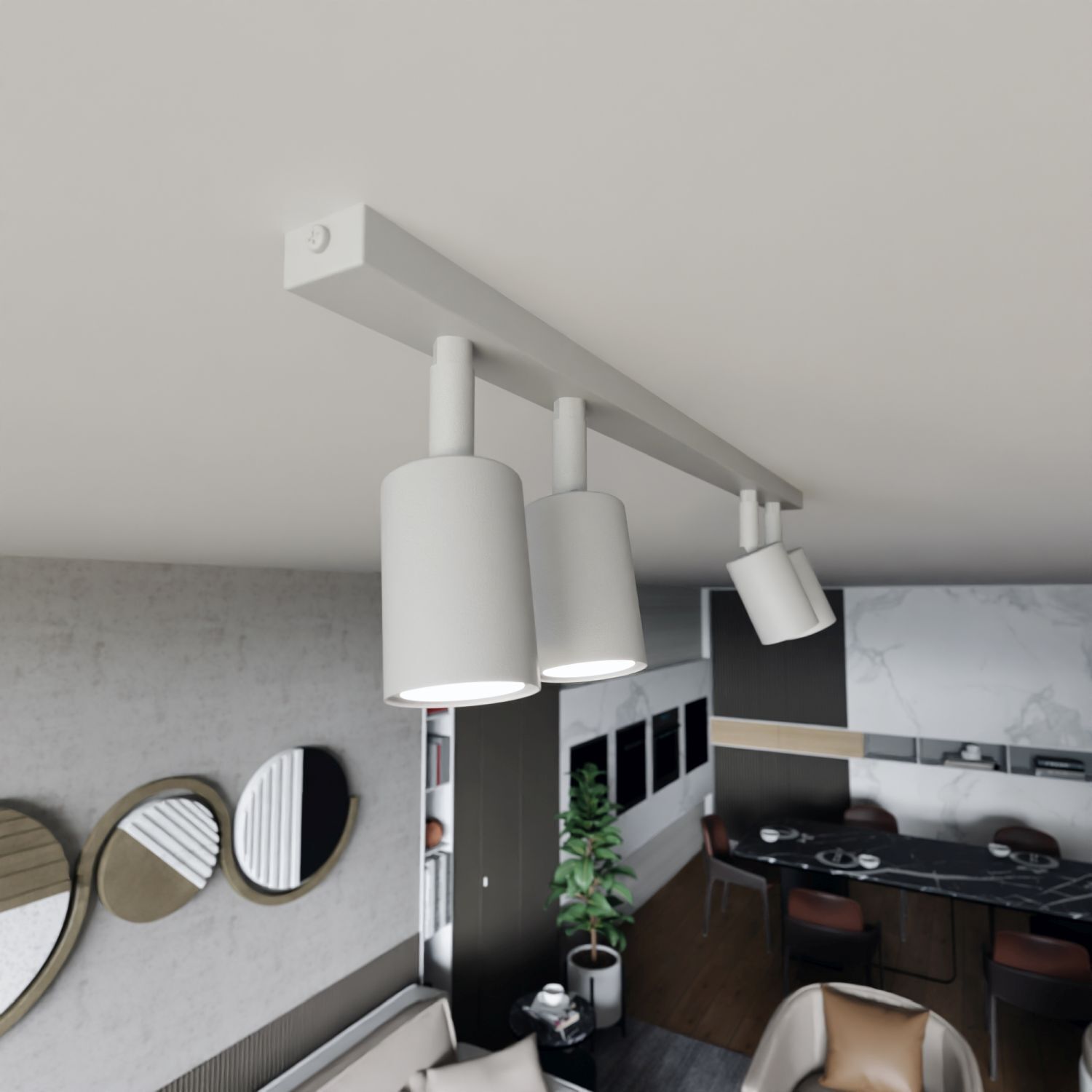 Deckenlampe Weiß 70 cm lang Metall schwenkbar GU10 4-flammig