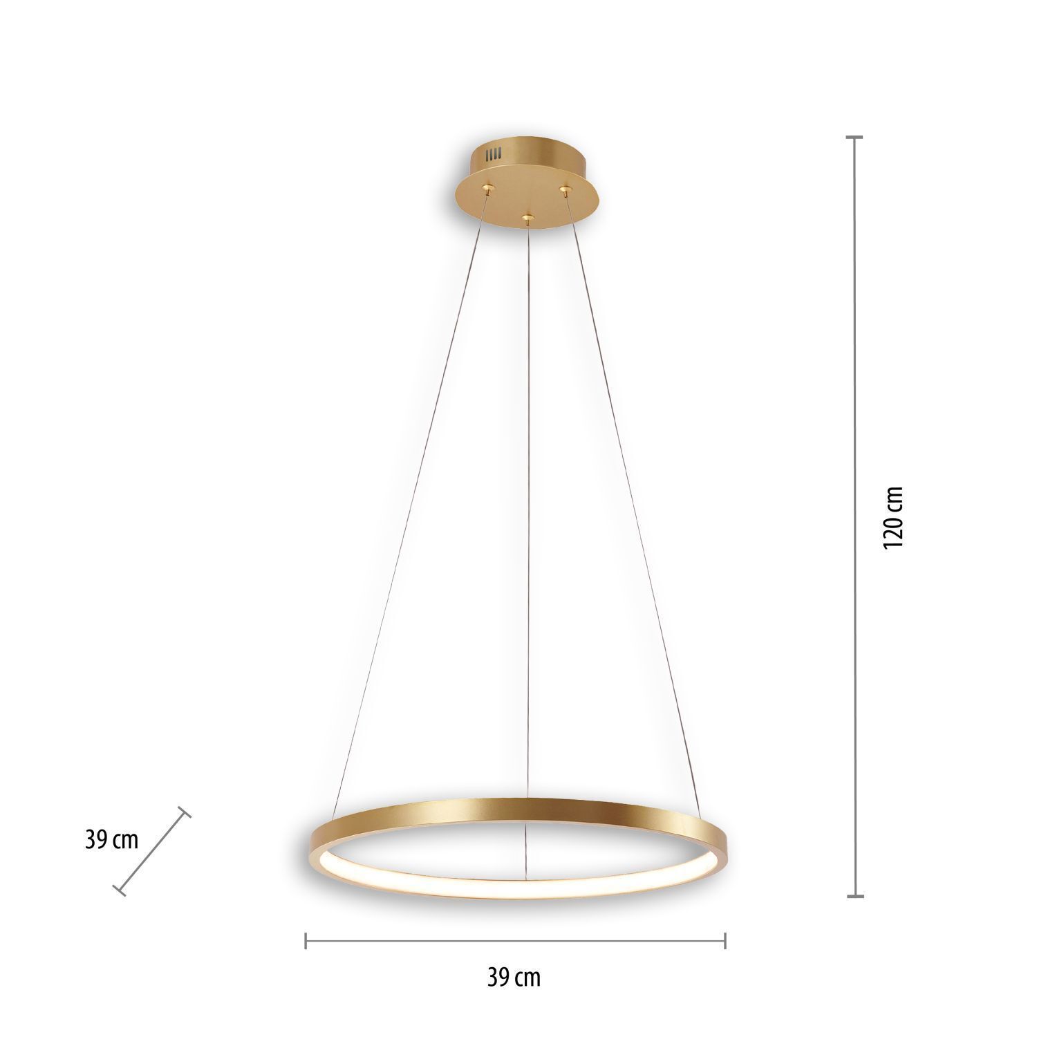 Lampe à suspendre LED Ring en métal doré Ø39 cm 2450 lm 19 W