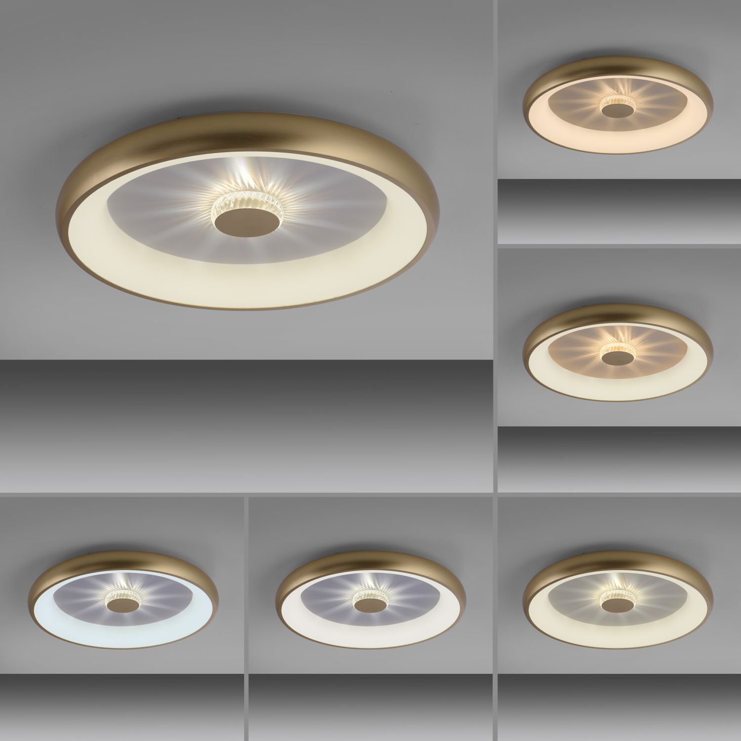 Dimmbare LED Deckenleuchte 2700-5000 K Ø61,5 cm Messing Deckenleuchte, Leuchte