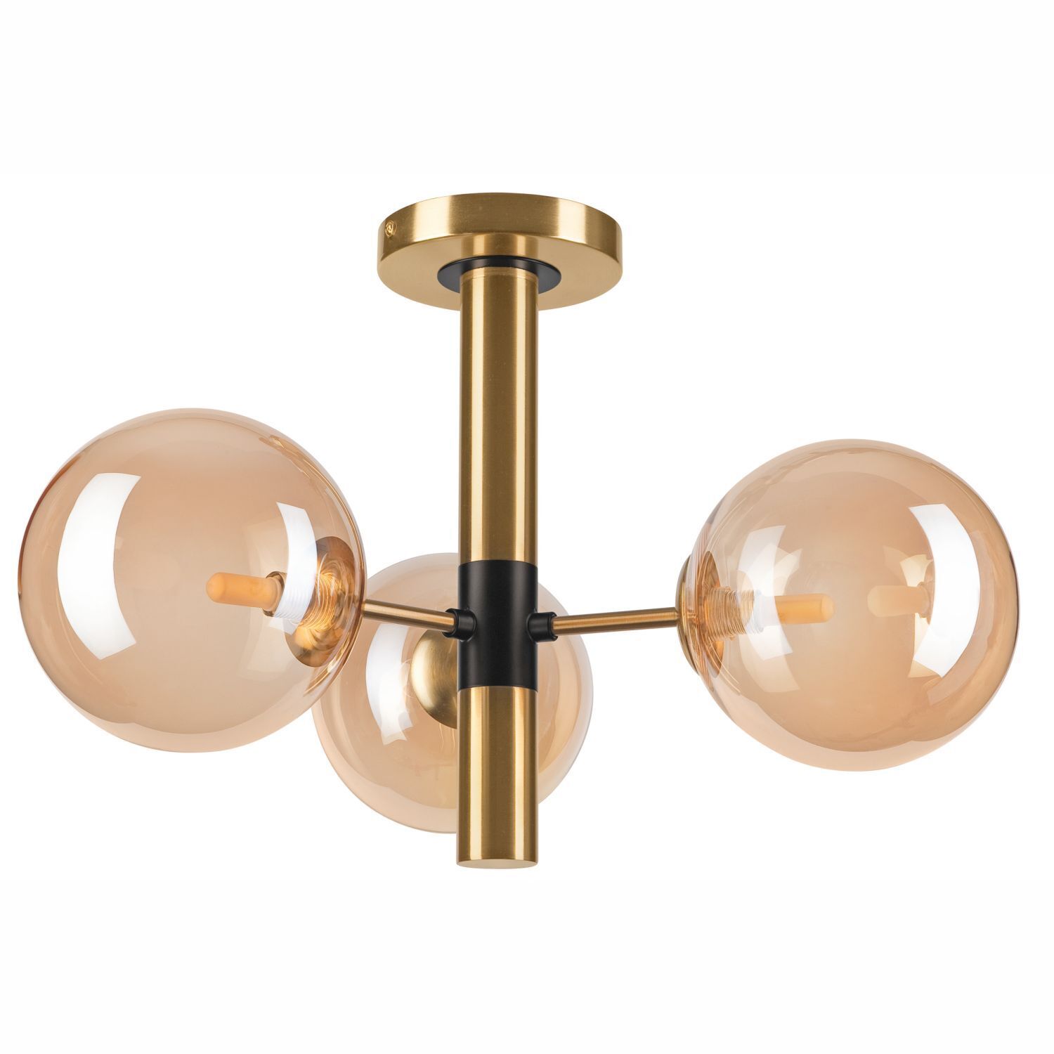 Deckenlampe 3-flammig in Gold Metall Glas G9 L:36 cm Deckenventilator, Deckenleuchte, Kronleuchter, Lampe, Leuchte