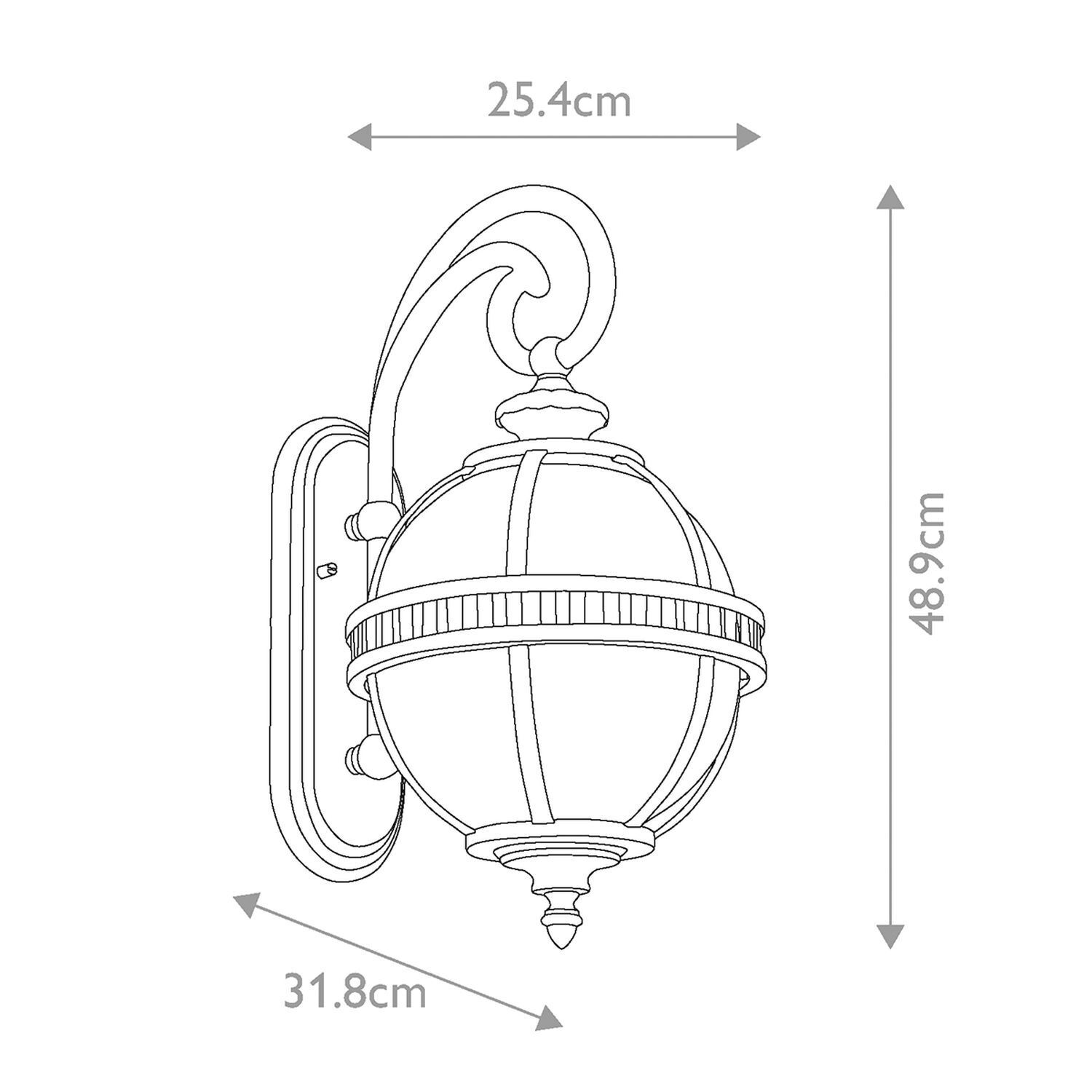 Applique vintage extérieure aluminium verre H : 48,9 cm IP44 E14