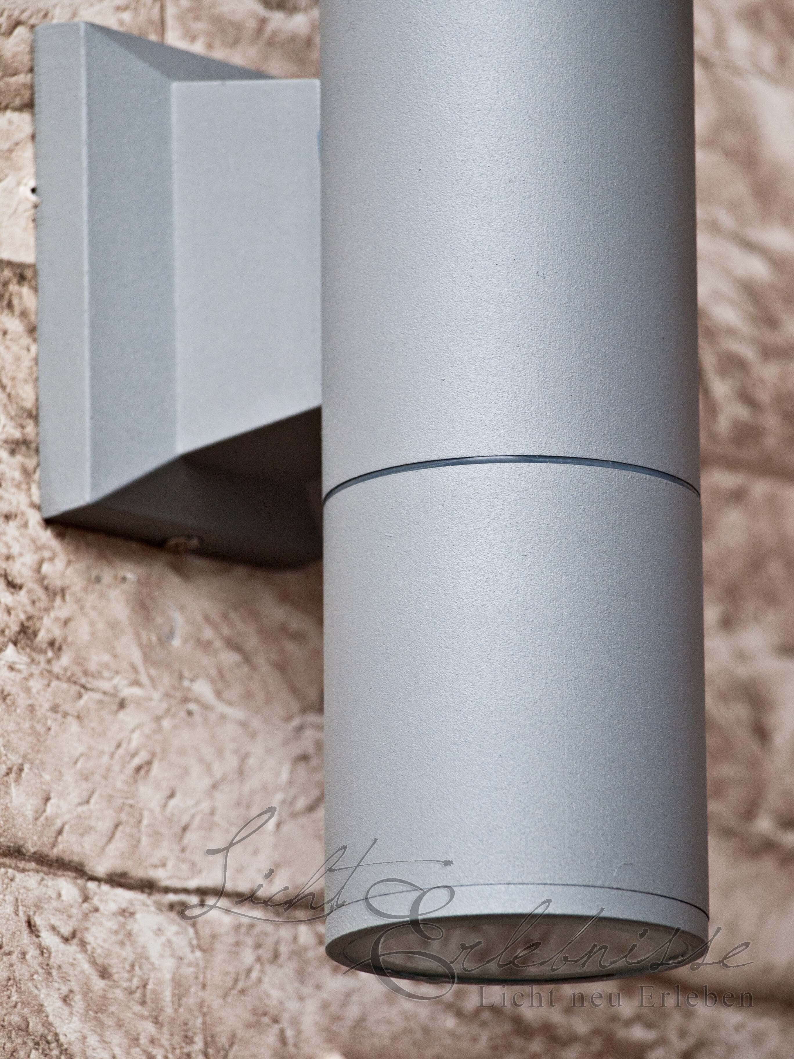 Up&Downstrahler Aussenleuchte in grau Zylinder, Kiste
