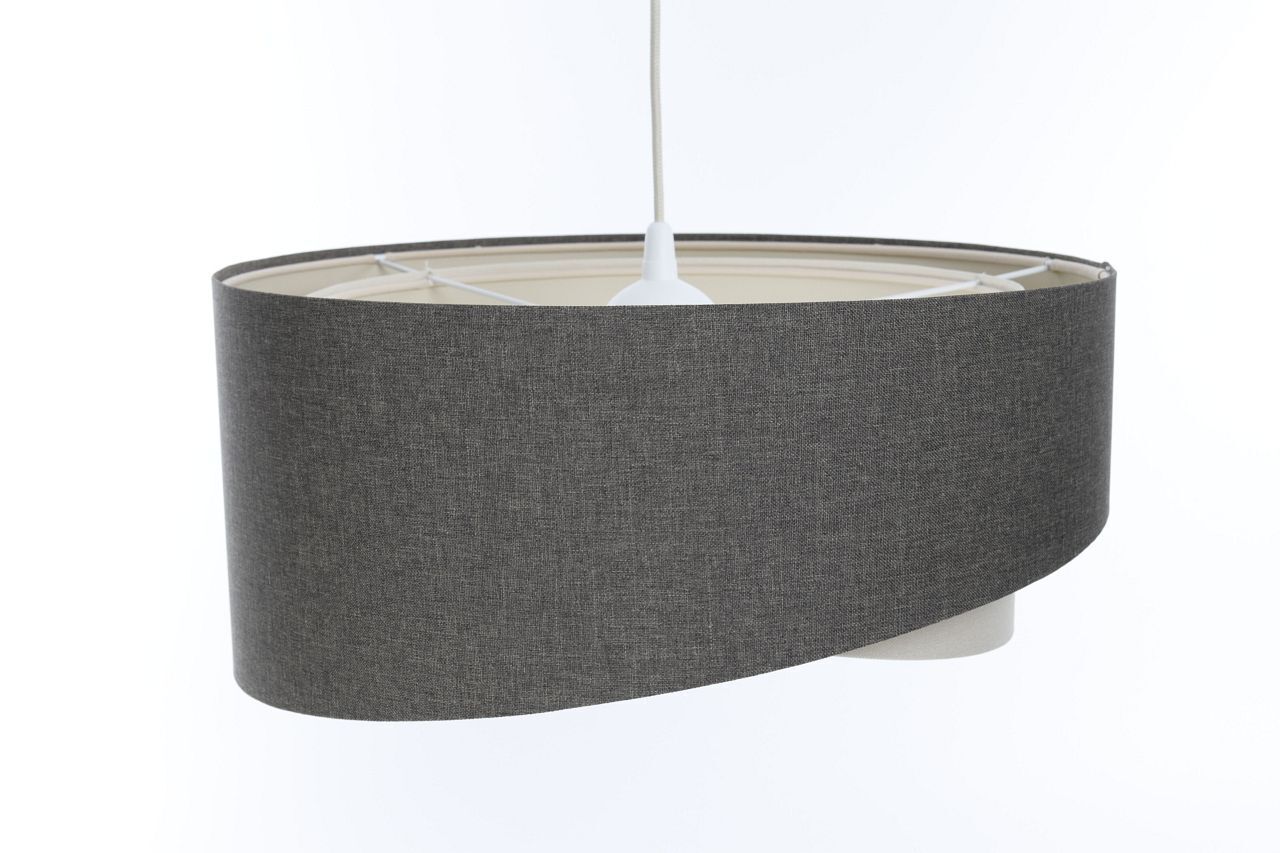 Lampe à suspendre Abat-jour en tissu et Ø 50 cm E27 Gris Crème réglable