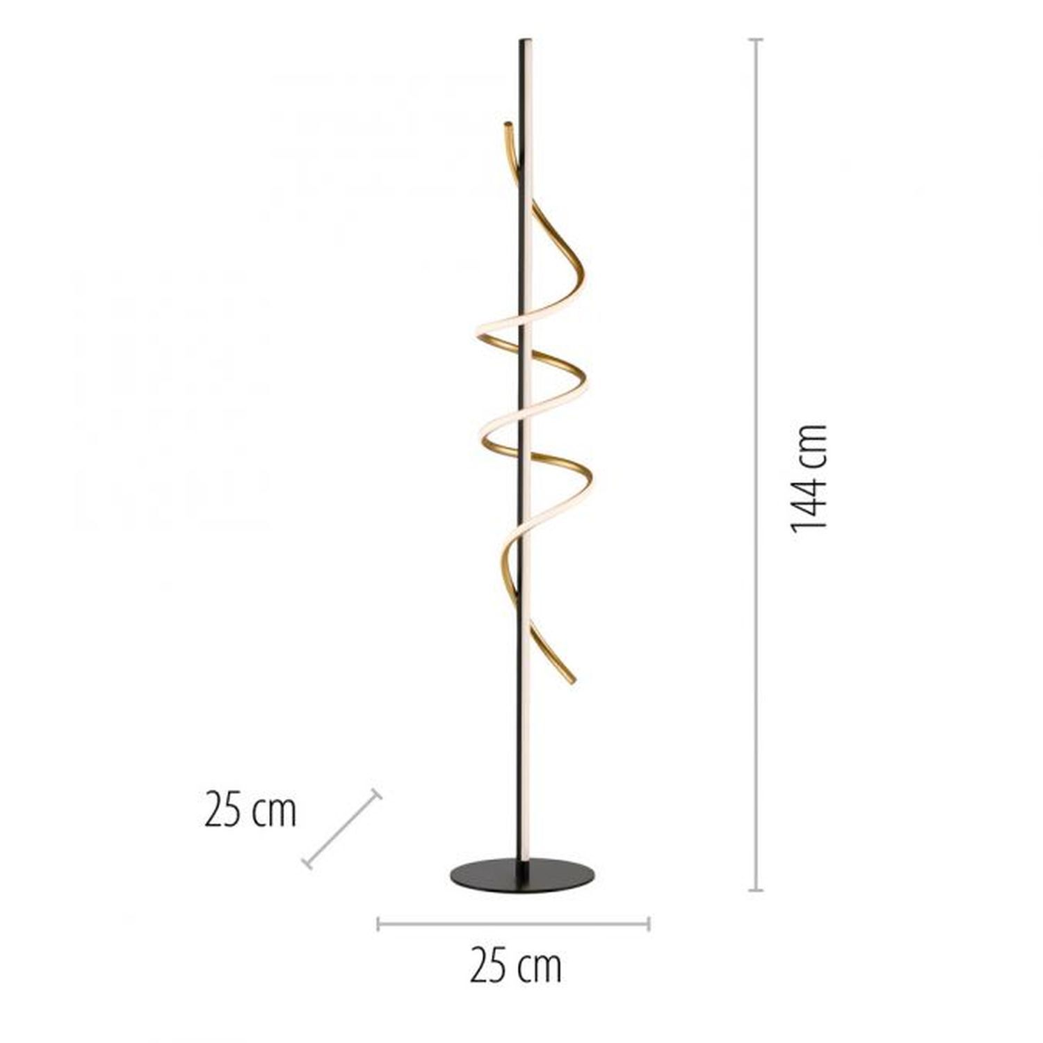 Lampadaire LED à intensité variable 144 cm 3000 lm noir laiton Lampe