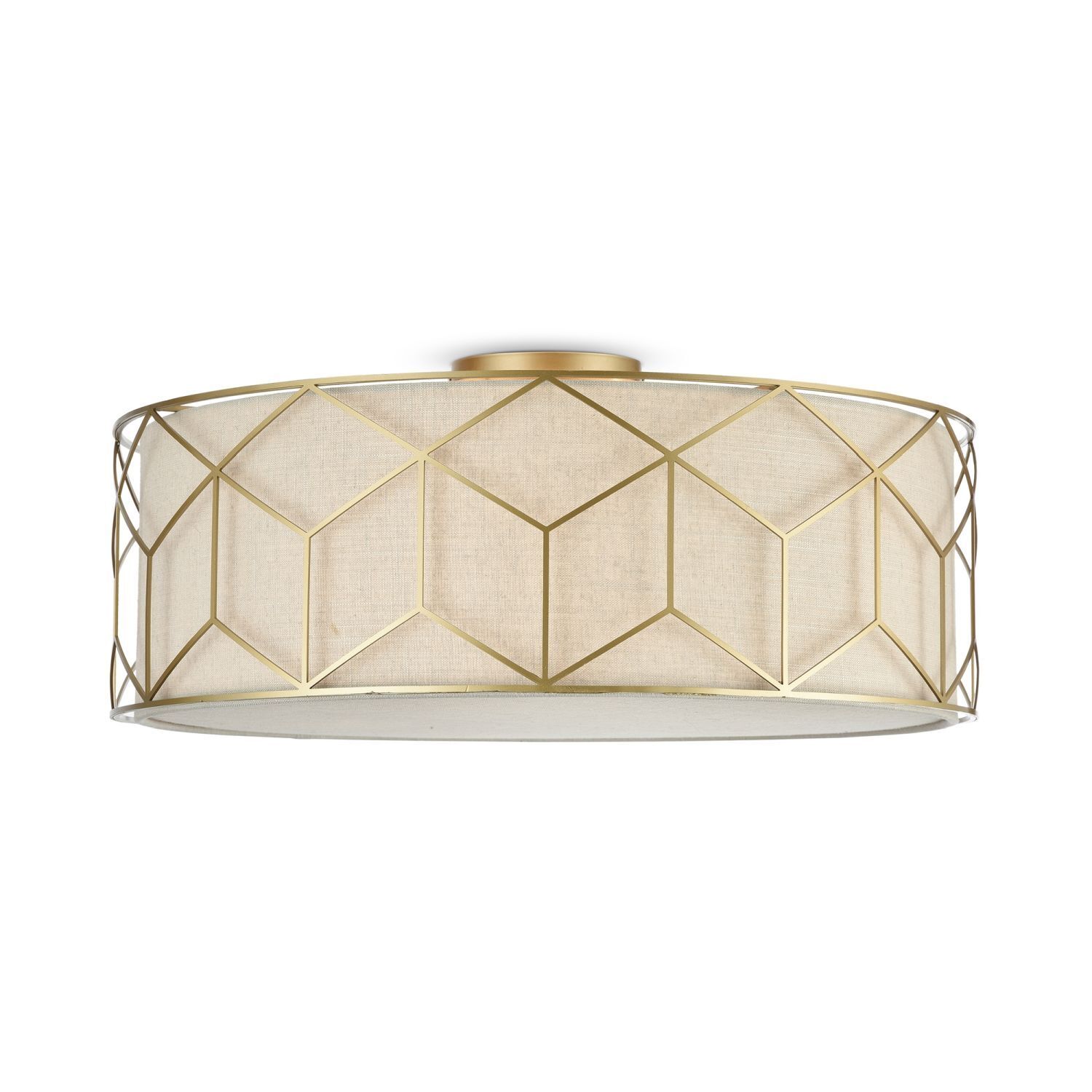 Deckenleuchte Metall Stoff E27 D: 57 cm rund Modern Deckenleuchte, Leuchte, Lampe