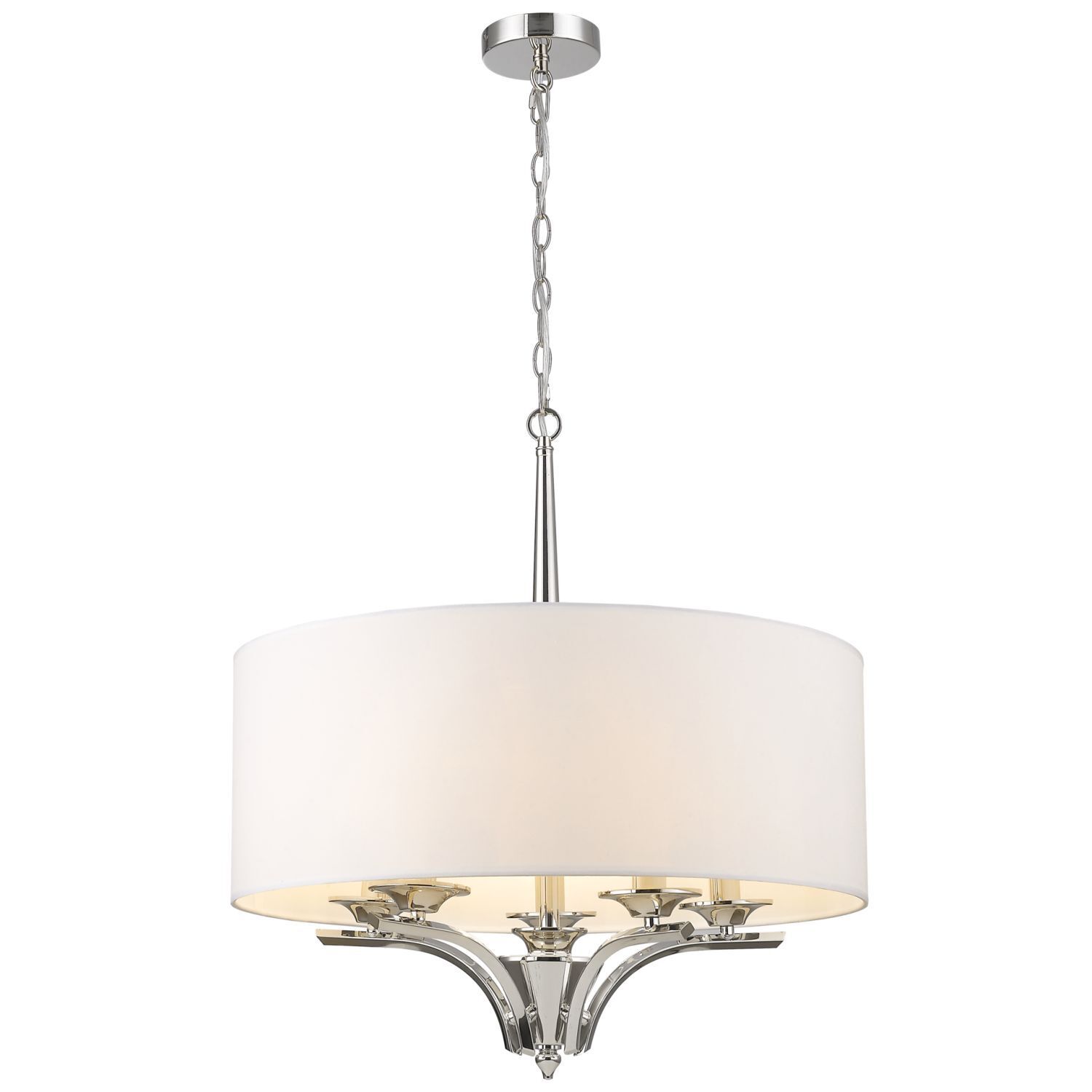 Hängelampe rund D: 60 cm Nickel Weiß E14 Metall Stoff