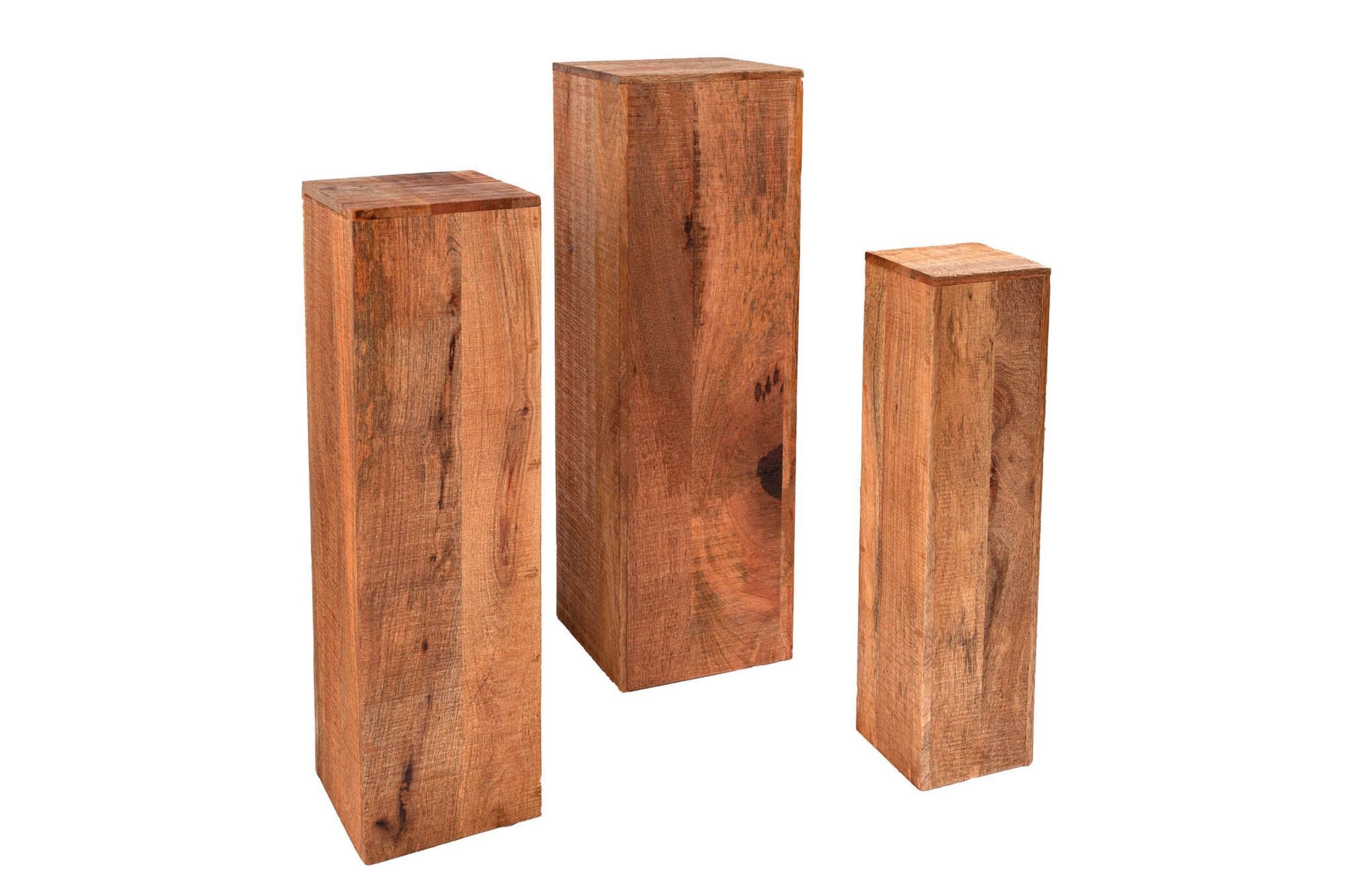 Dekosäule 3er Set Podest Holz massiv 60 + 70 + 80 cm